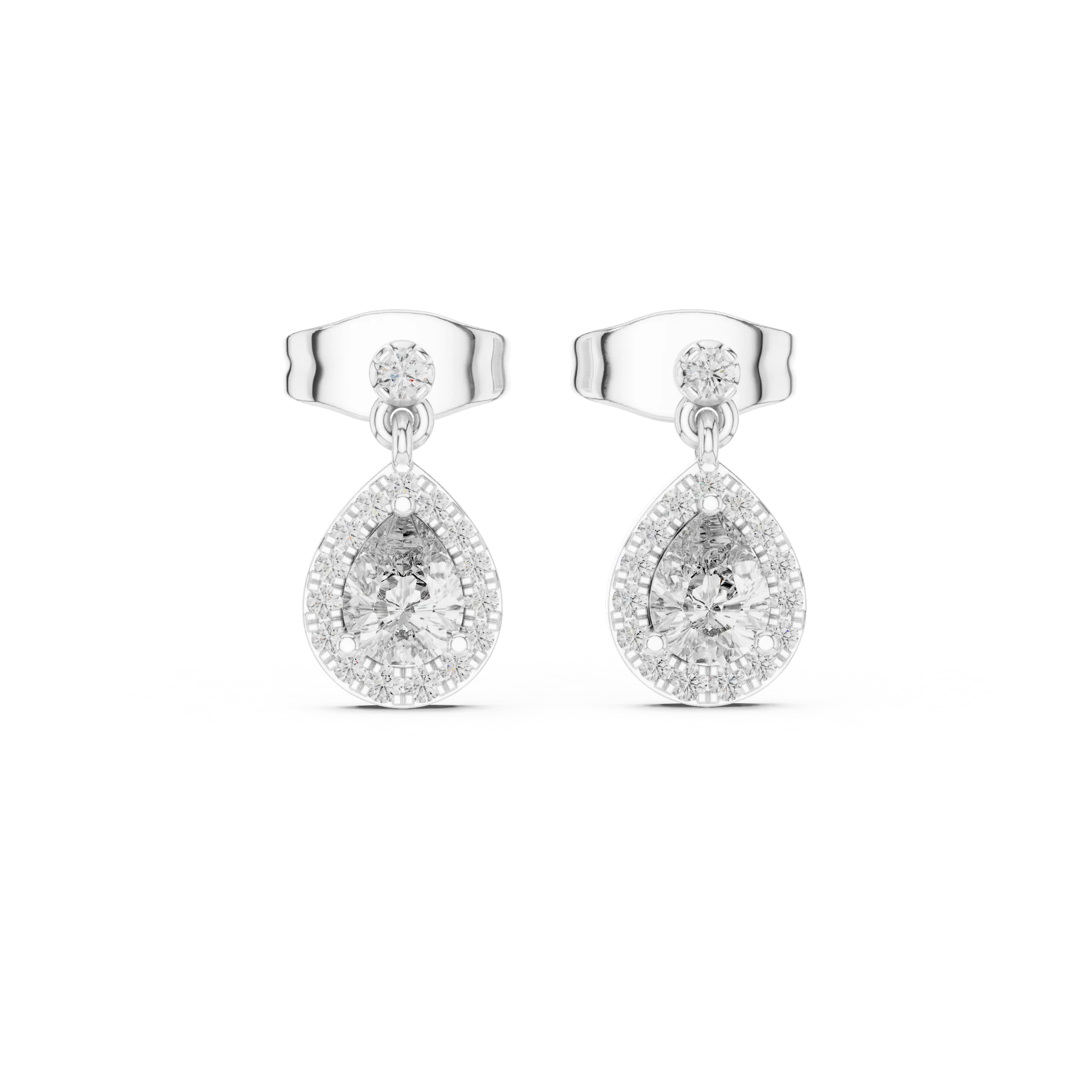 MJER48 - Suspended Teardrop Halo Drop Earrings
