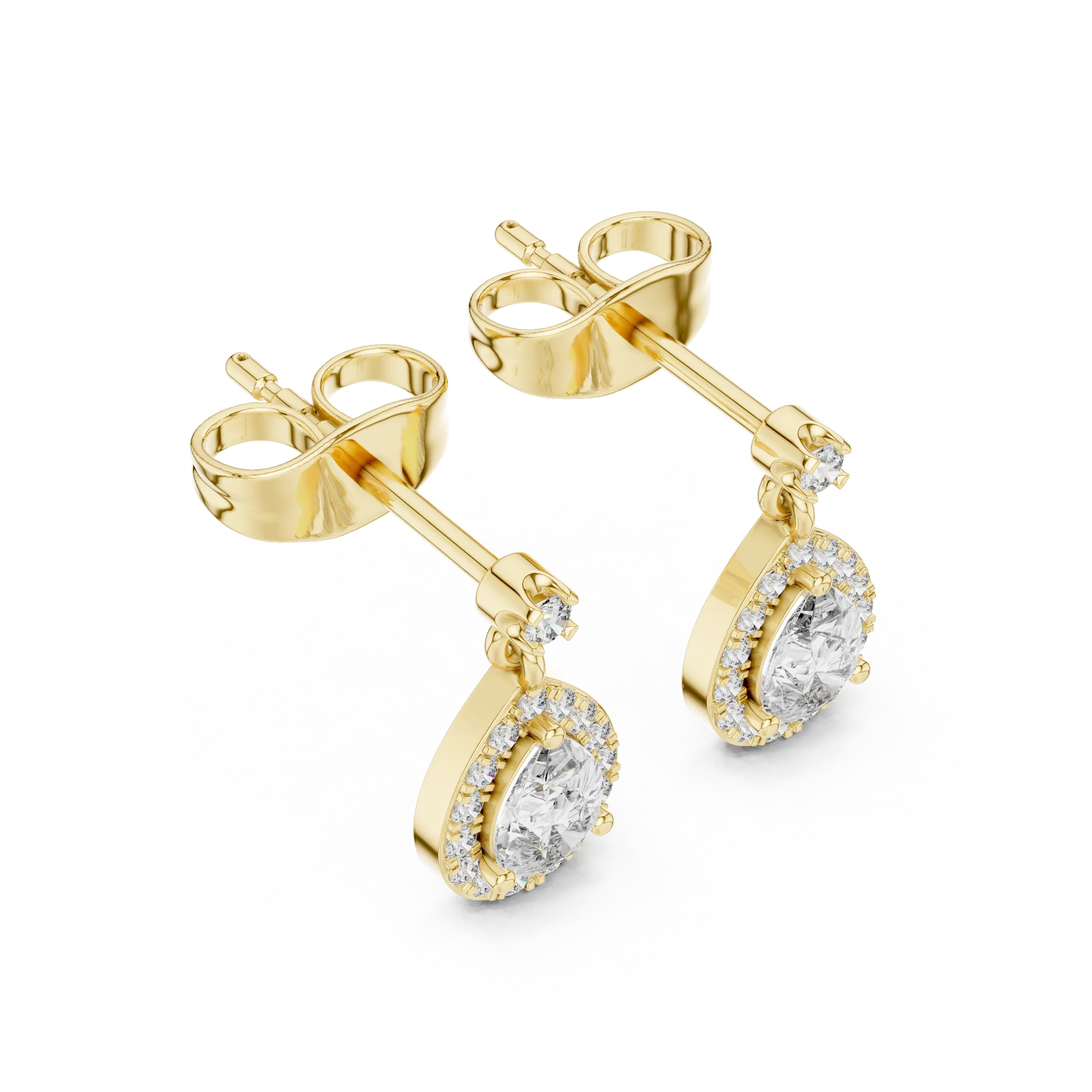 MJER48 - Suspended Teardrop Halo Drop Earrings