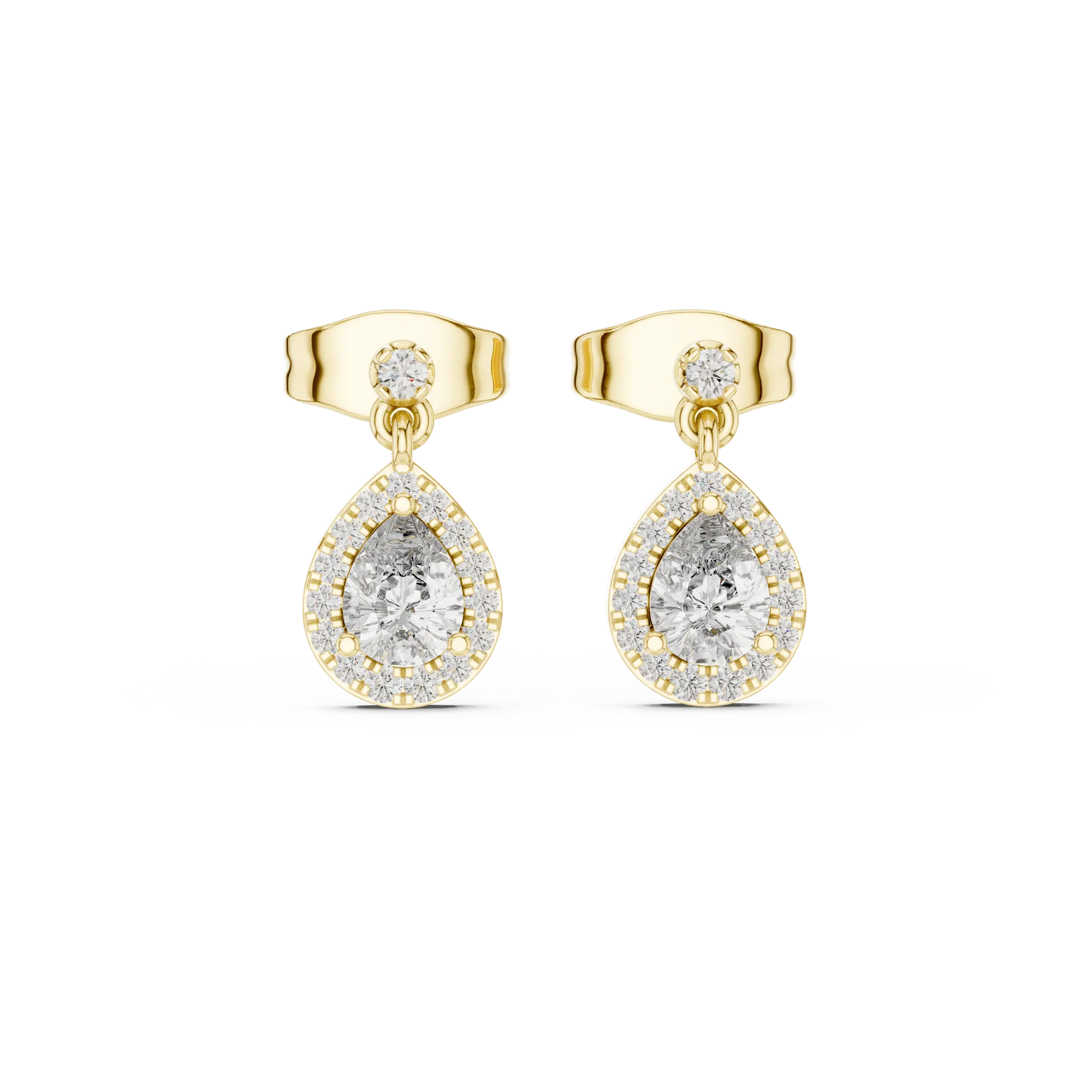 MJER48 - Suspended Teardrop Halo Drop Earrings