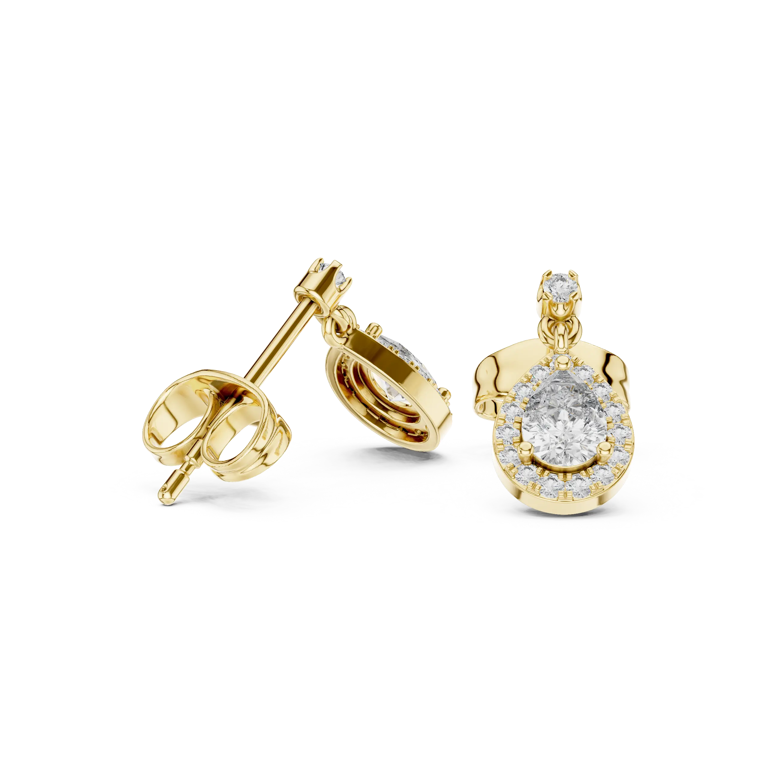 MJER48 - Suspended Teardrop Halo Drop Earrings