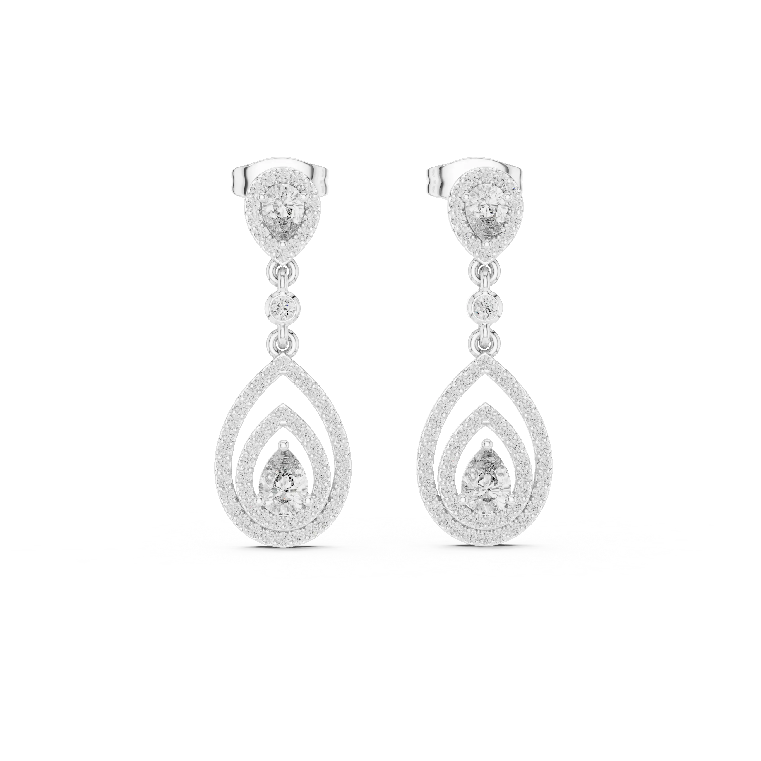 MJER50 - Tiered Openwork Teardrop Drop Earrings