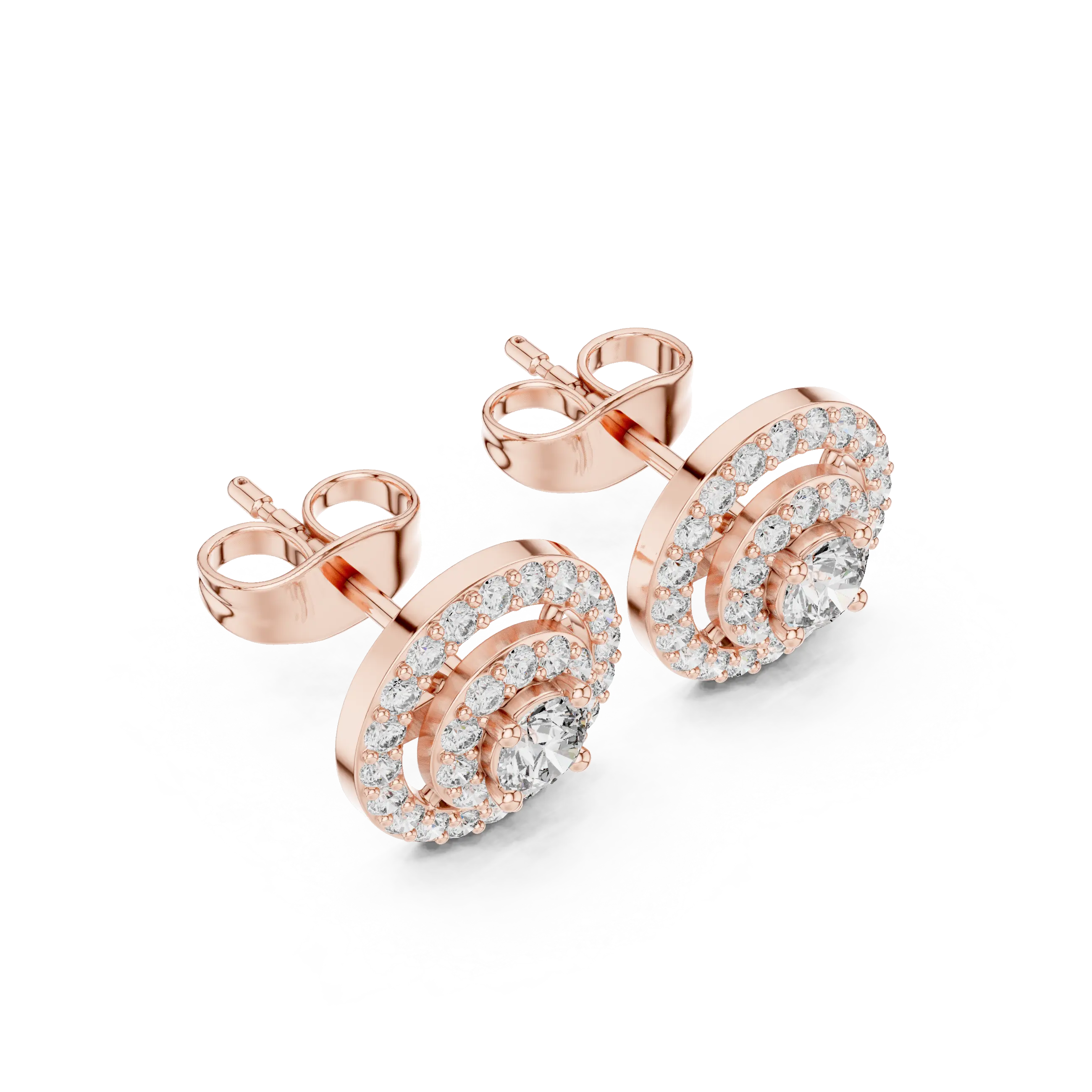 MJER49 - Concentric Circle Diamond Medallion Studs
