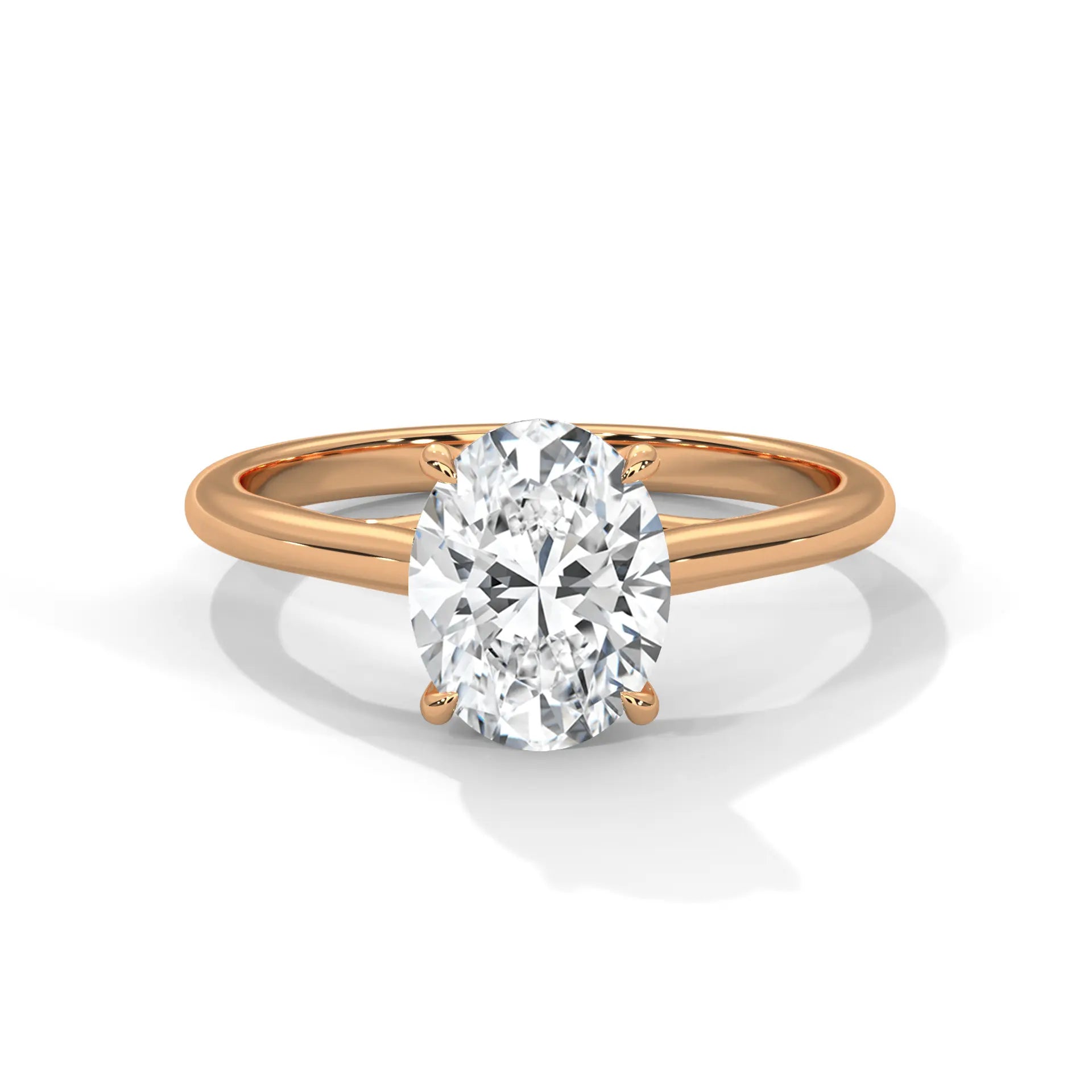 MJBS7 - Oval Solitaire Engagement Ring with Polished Band