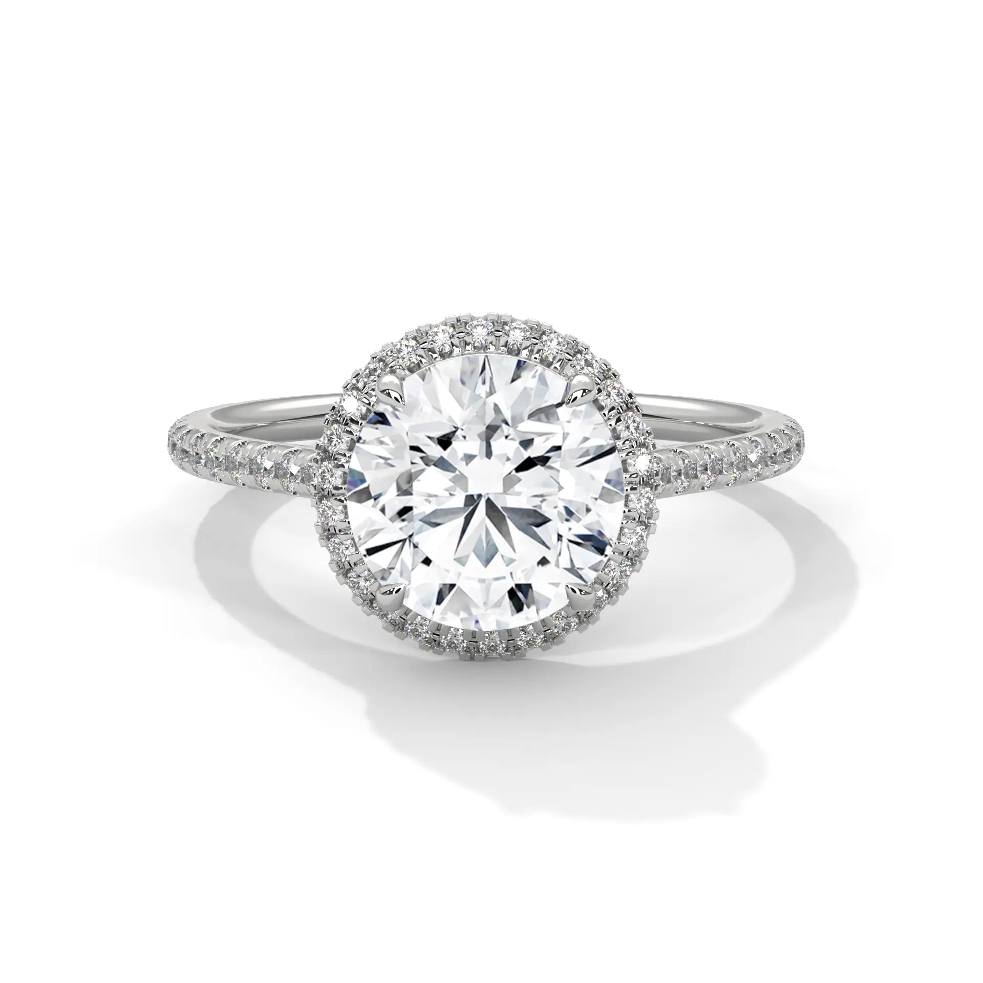 MJBS14 - Round French Pavé Halo Engagement Ring