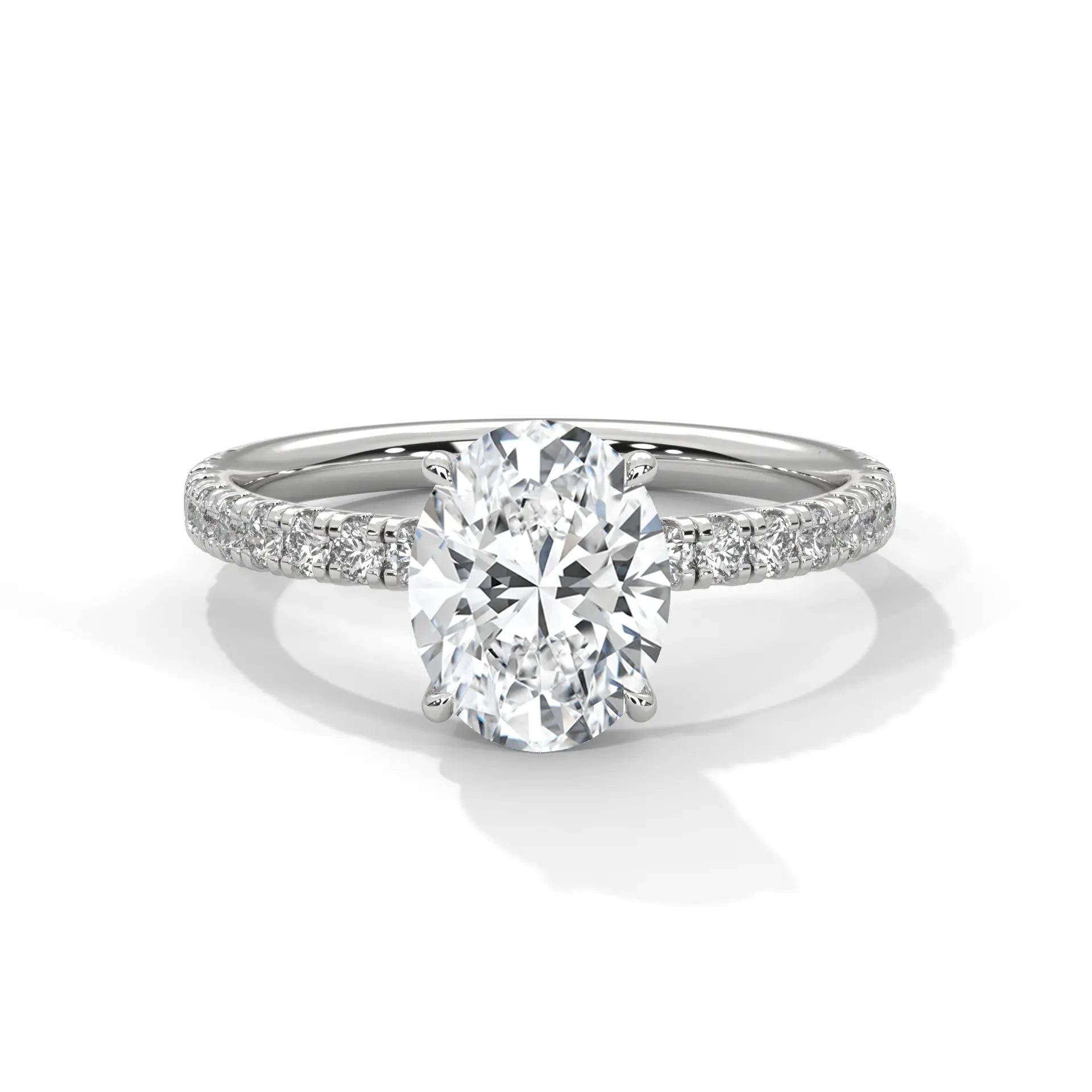MJBS31 - Oval Cut Pavé Solitaire with Hidden Halo