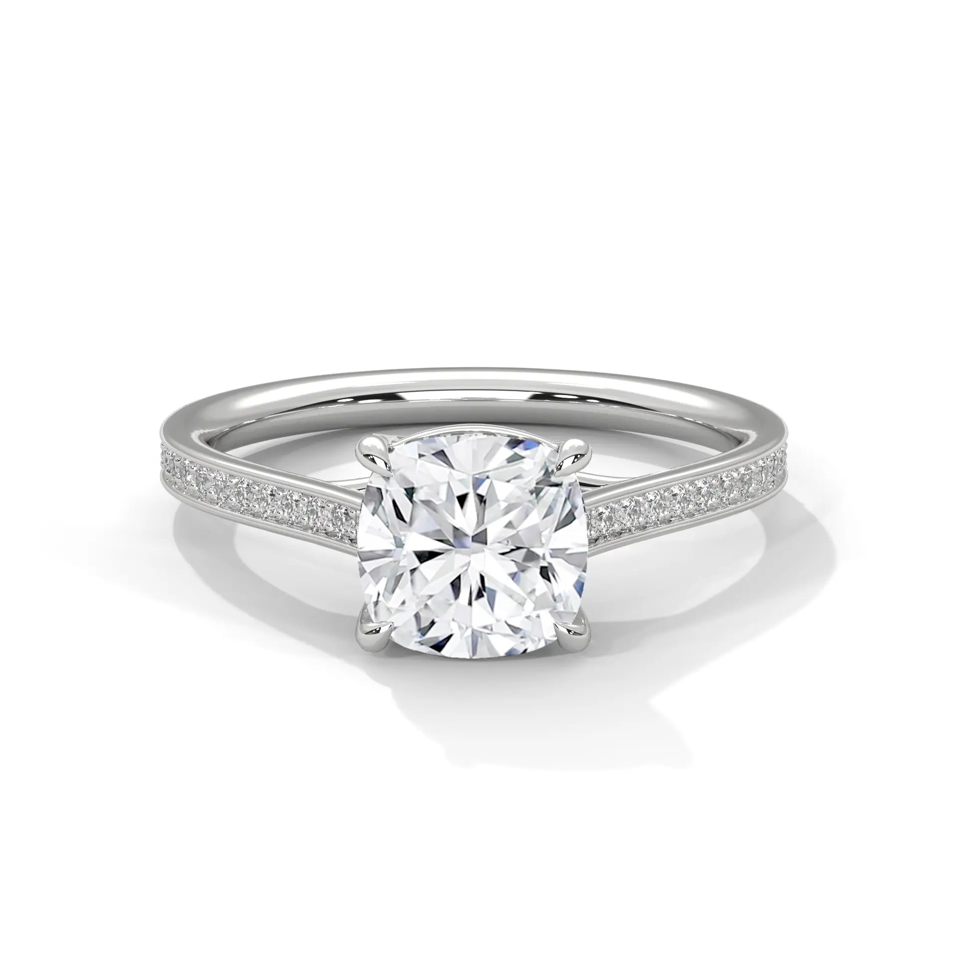 MJBS20 - Cushion Cut Solitaire Engagement Ring with Delicate Accents