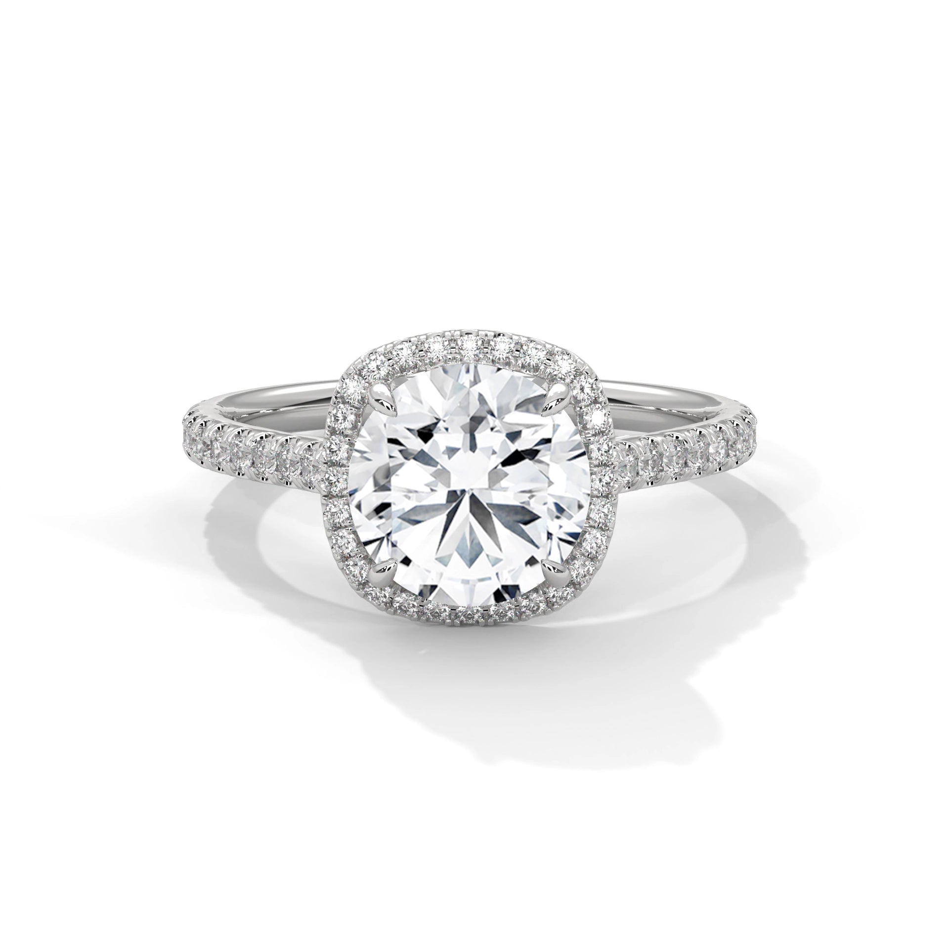 MJBS3 - Round Brilliant Cushion Halo Engagement Ring