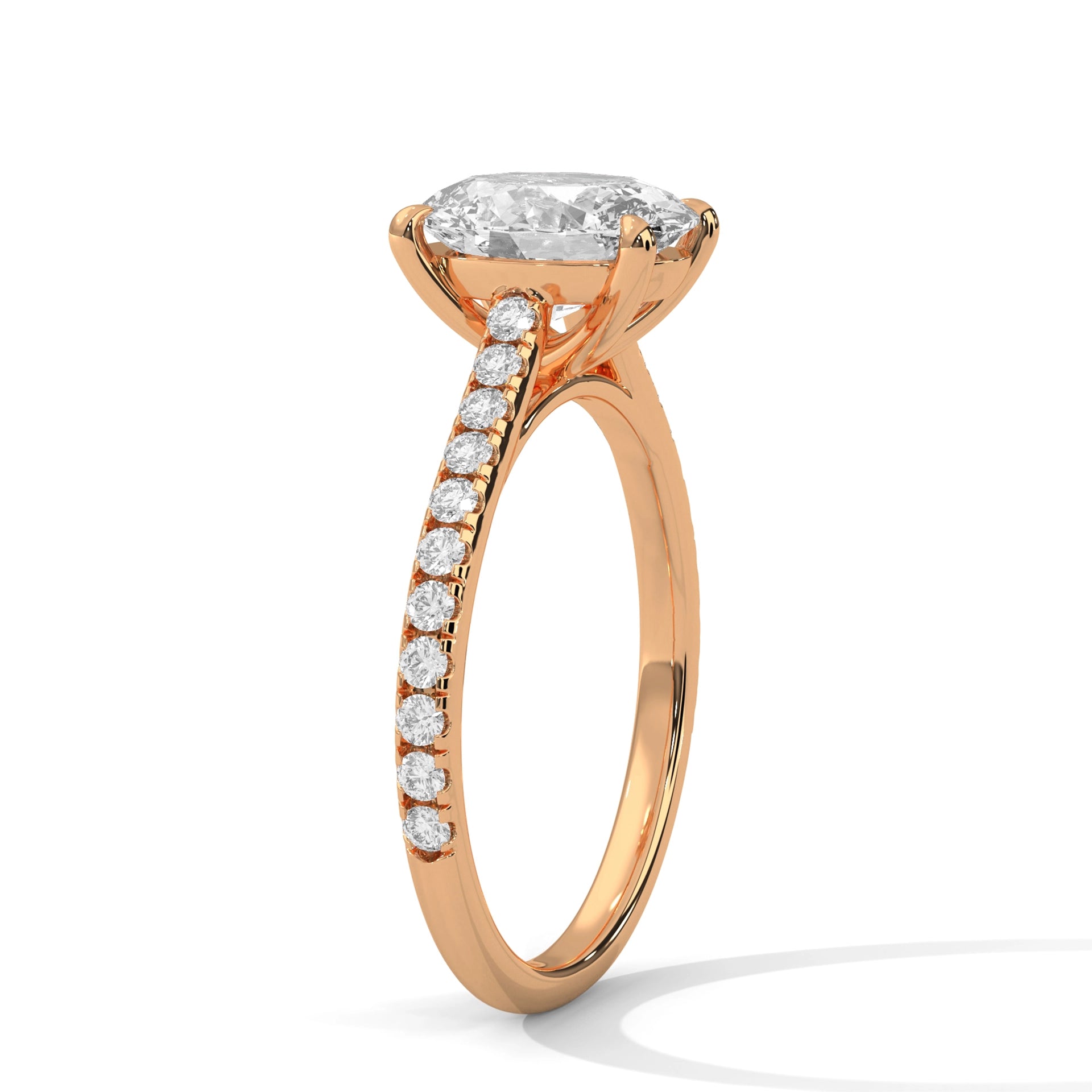 MJBS1 - Oval Solitaire Engagement Ring with Delicate Accents