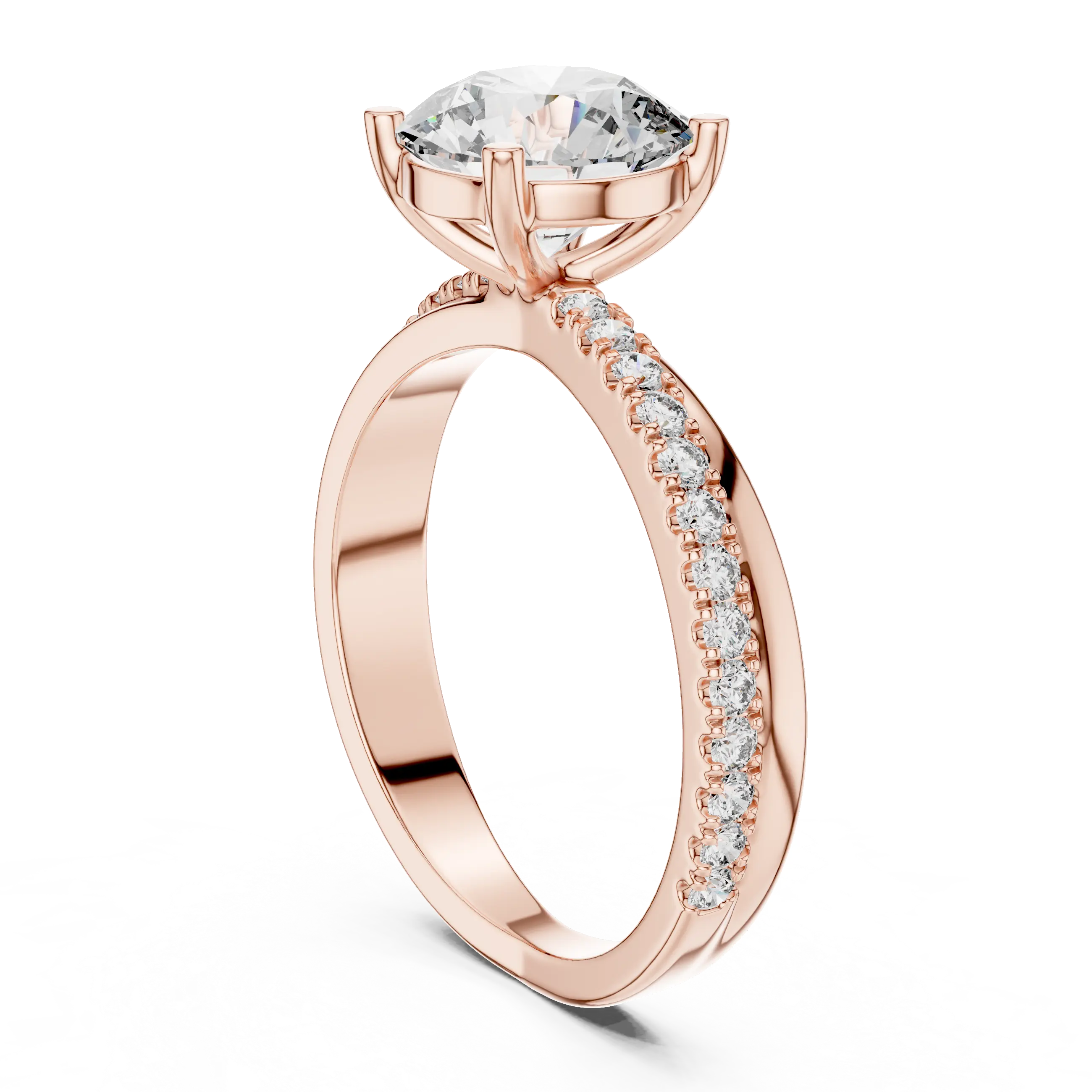 MJR044 - Classic Tapered Diamond Band Cathedral Bridal Ring