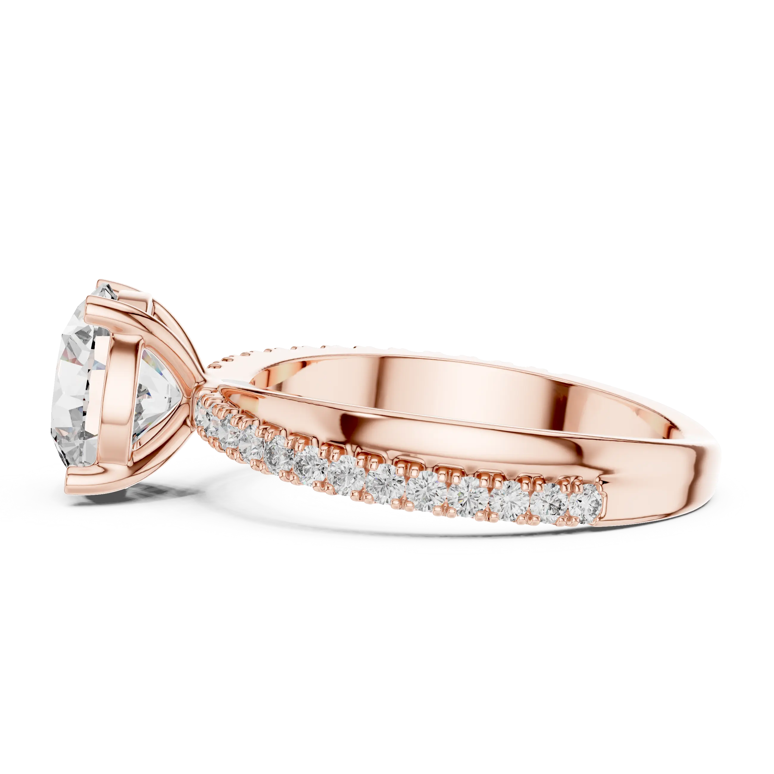 MJR044 - Classic Tapered Diamond Band Cathedral Bridal Ring