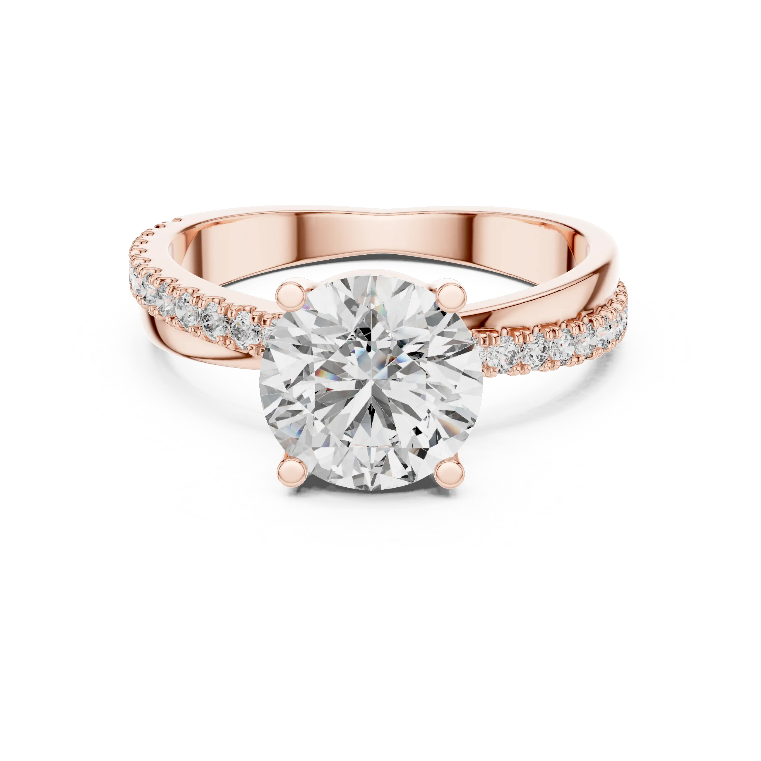 MJR044 - Classic Tapered Diamond Band Cathedral Bridal Ring