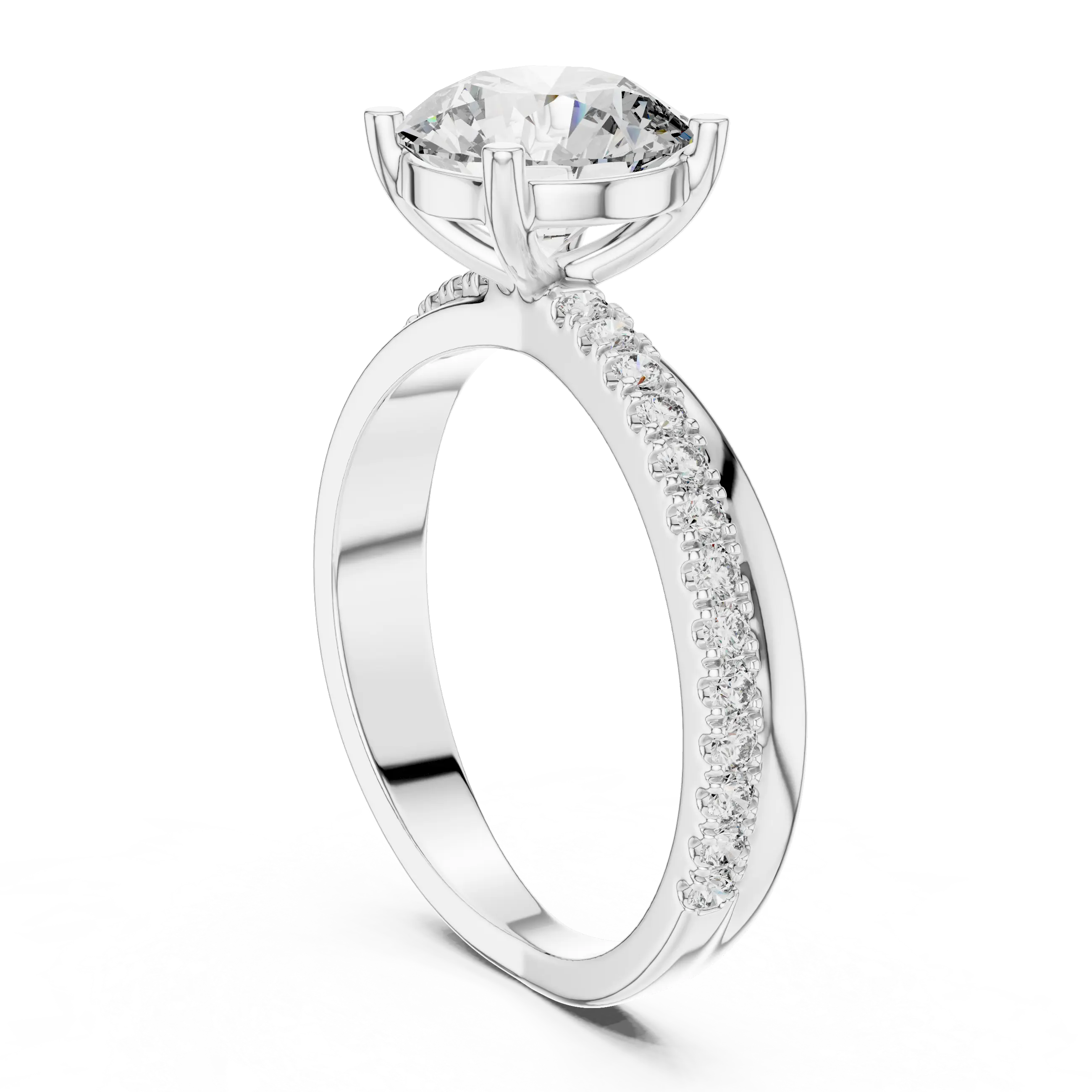 MJR044 - Classic Tapered Diamond Band Cathedral Bridal Ring