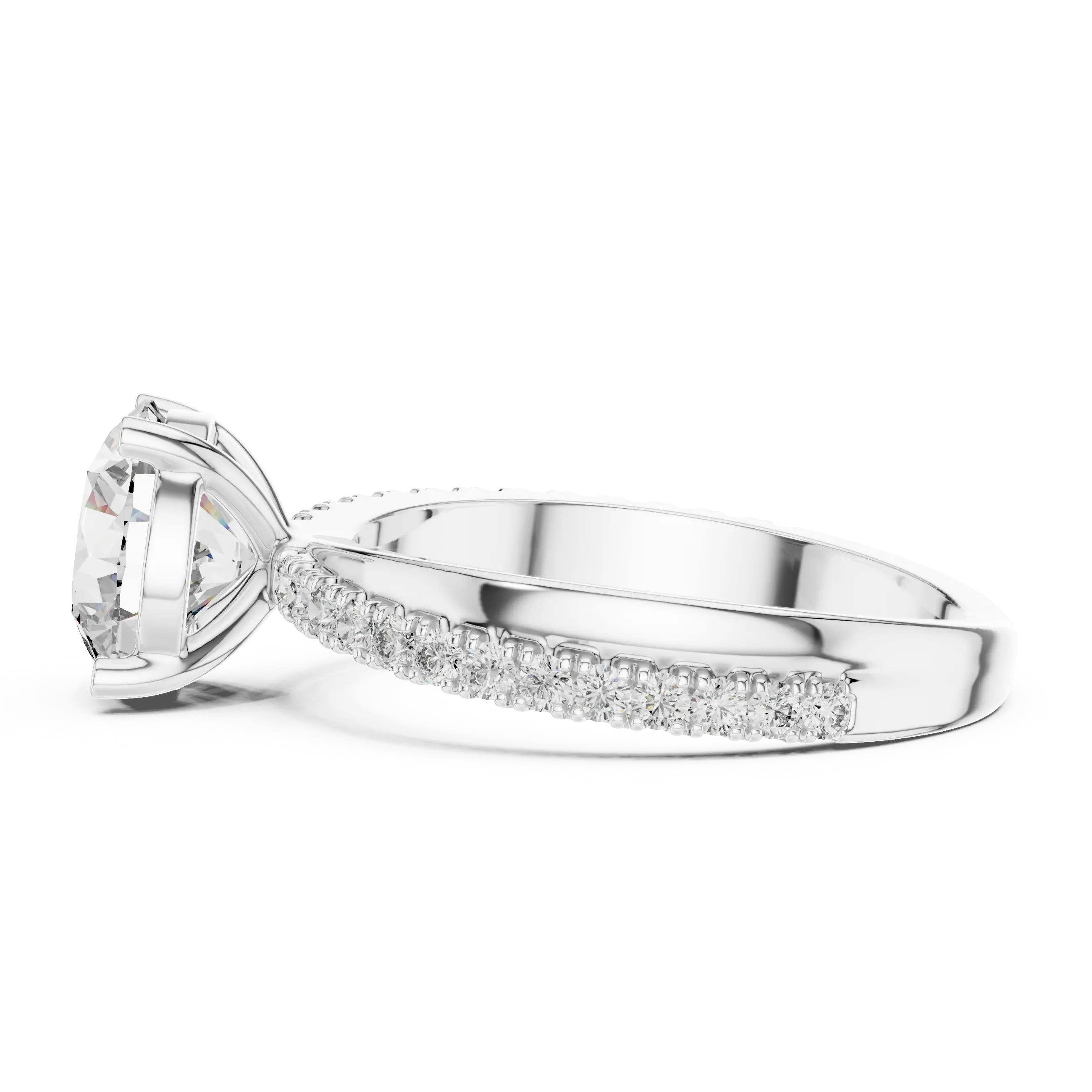 MJR044 - Classic Tapered Diamond Band Cathedral Bridal Ring