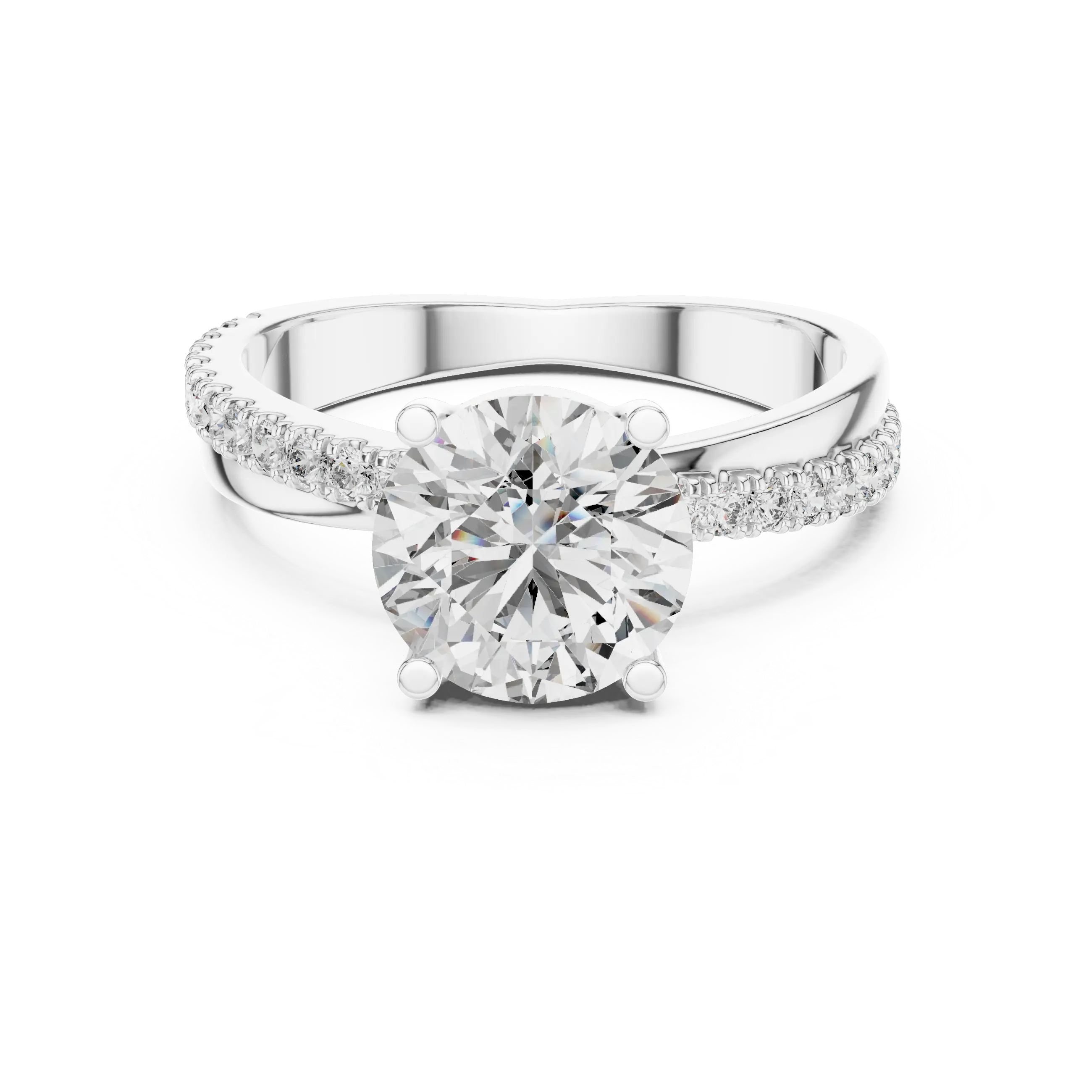 MJR044 - Classic Tapered Diamond Band Cathedral Bridal Ring