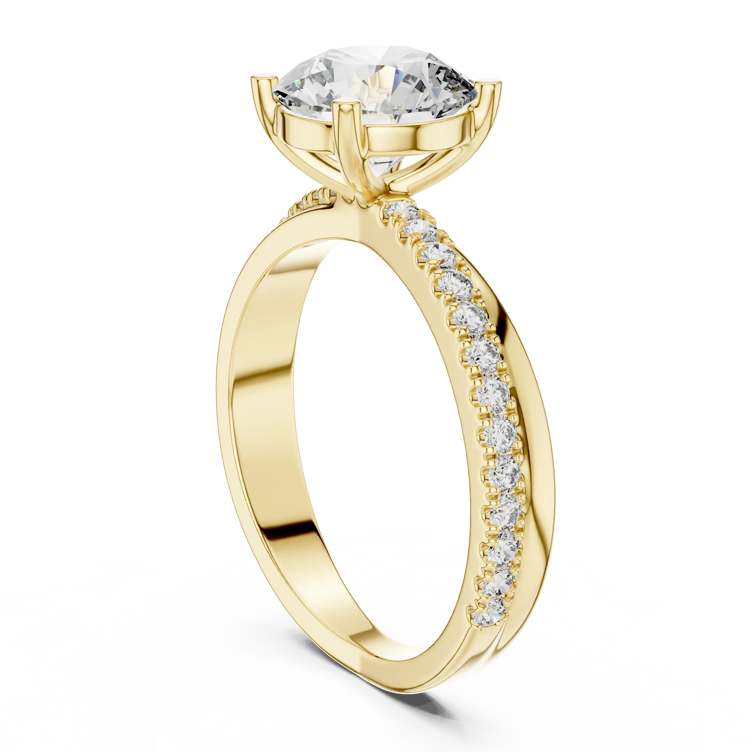 MJR044 - Classic Tapered Diamond Band Cathedral Bridal Ring