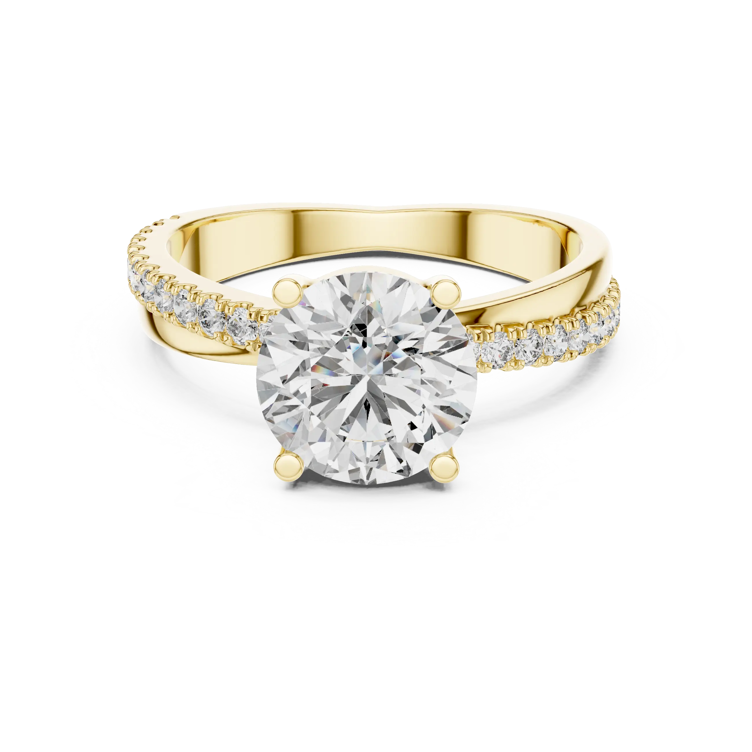 MJR044 - Classic Tapered Diamond Band Cathedral Bridal Ring