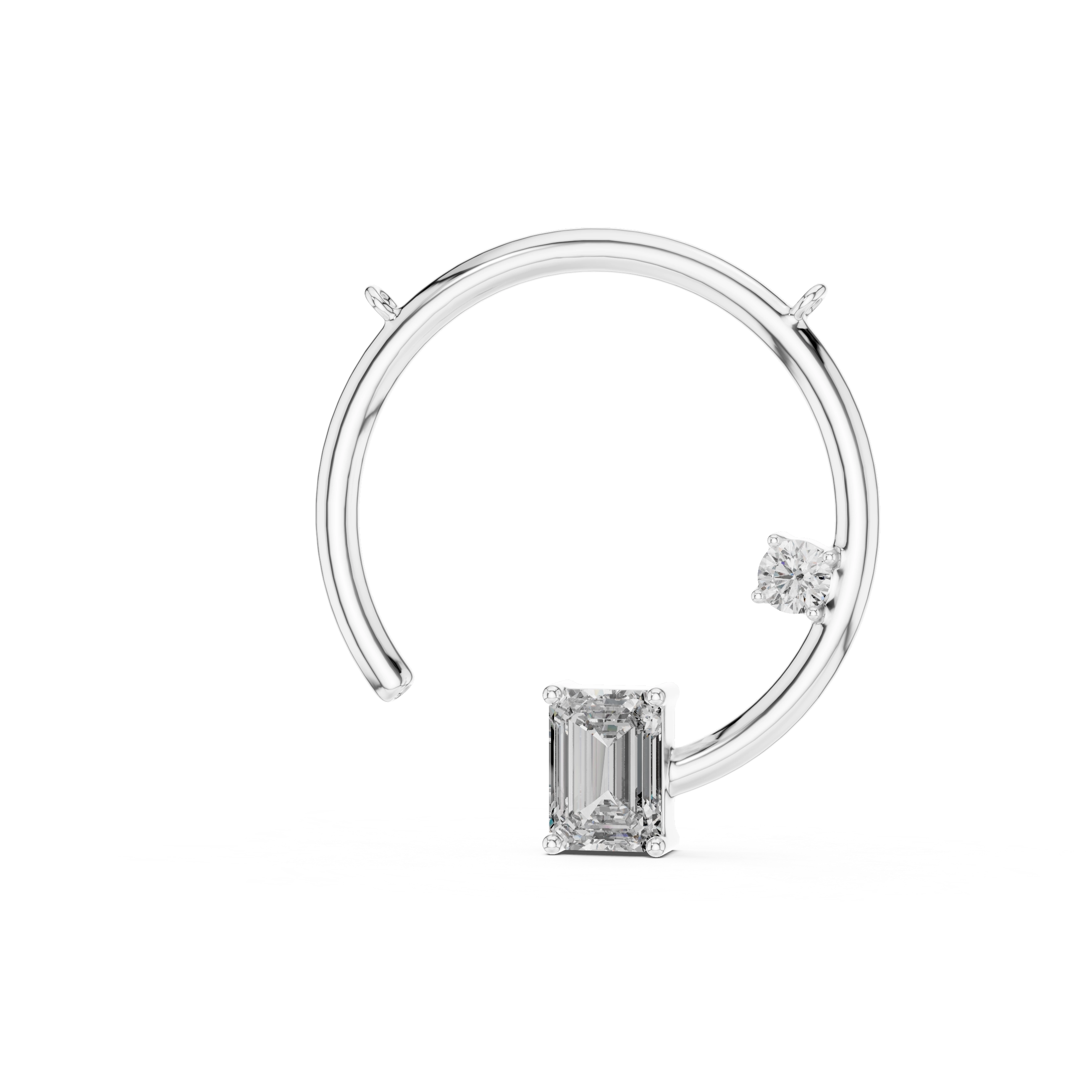 MJP03 - Open Circle Frame Pendant with Emerald Cut Accent