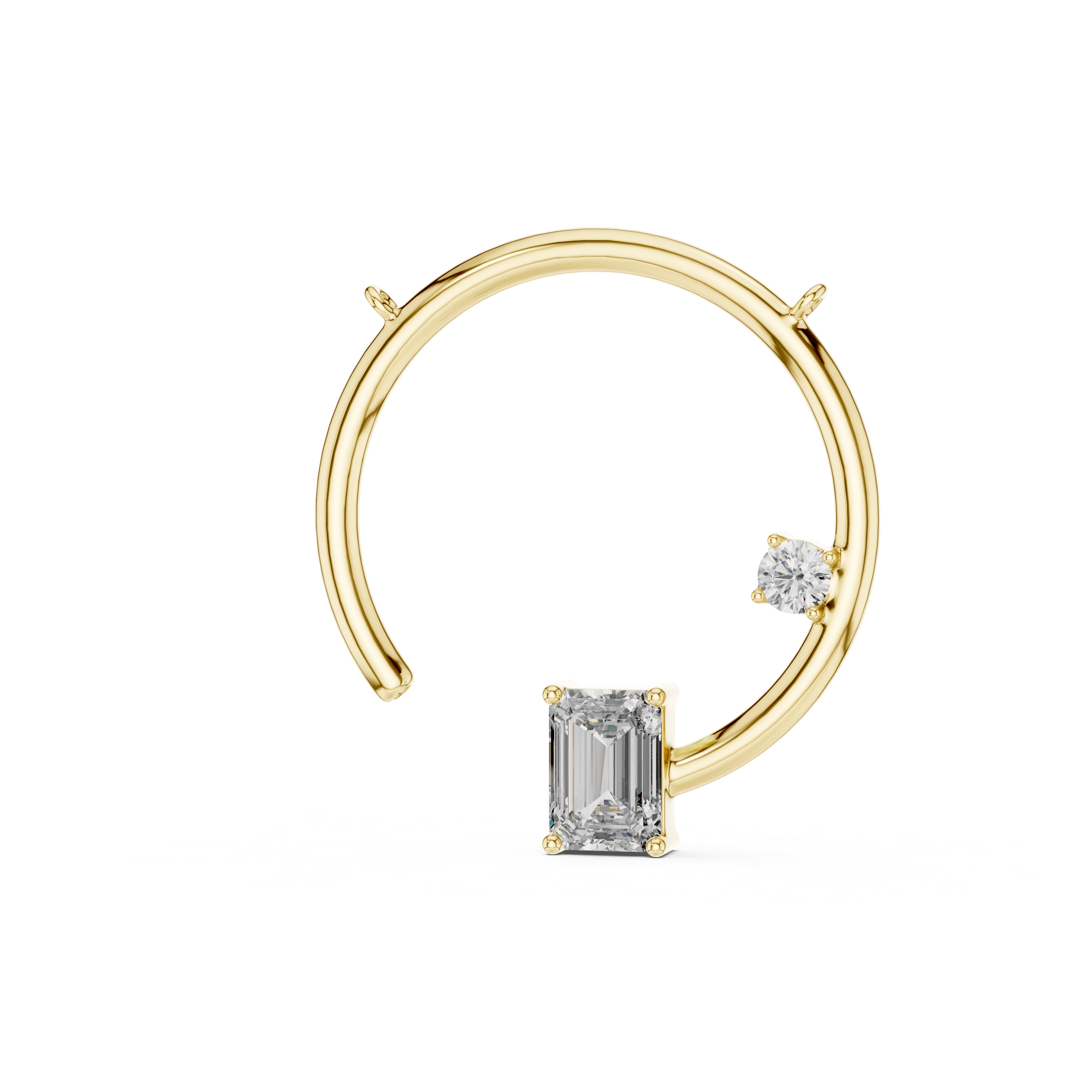MJP03 - Open Circle Frame Pendant with Emerald Cut Accent