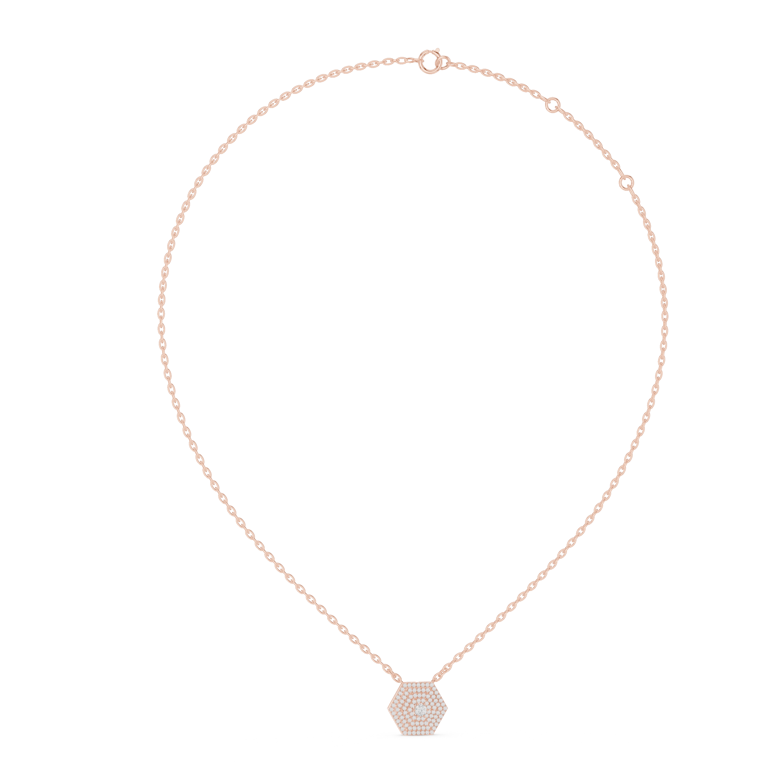 MJP04 - Geometric Hexagon Pave Cluster Pendant
