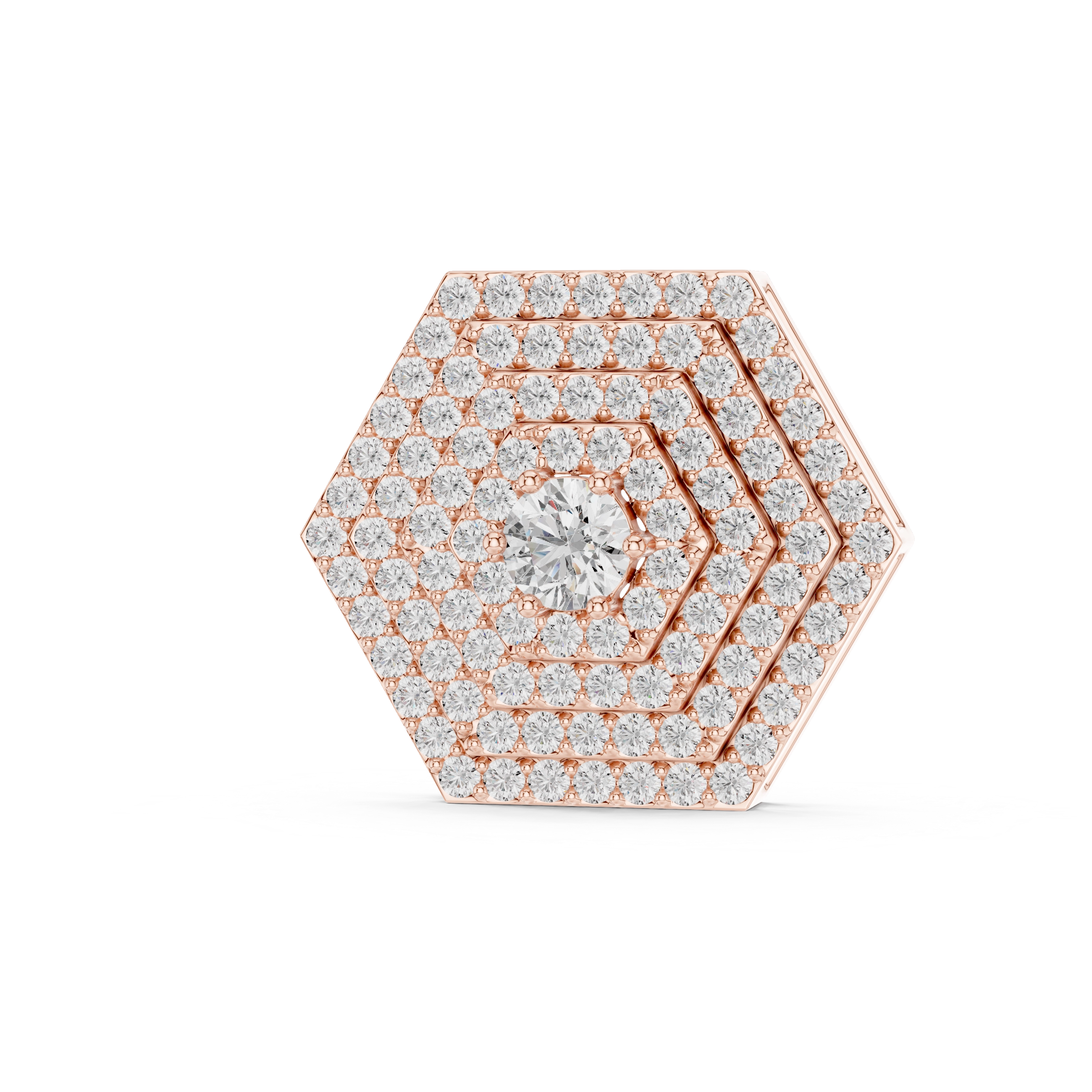 MJP04 - Geometric Hexagon Pave Cluster Pendant