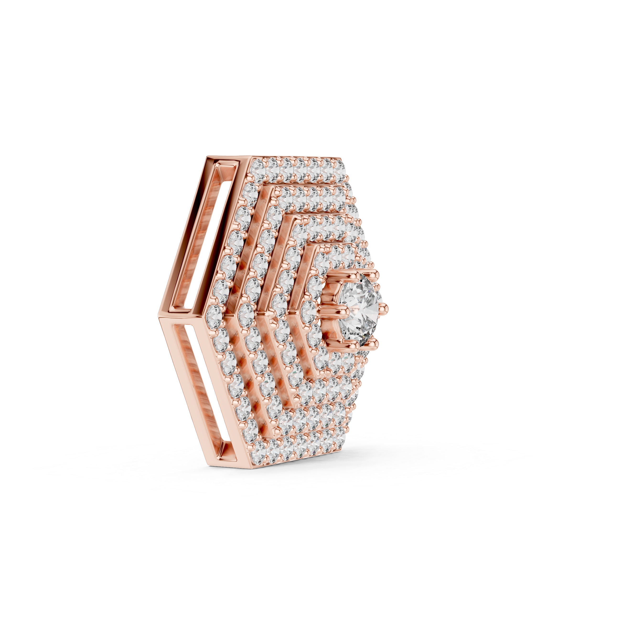 MJP04 - Geometric Hexagon Pave Cluster Pendant