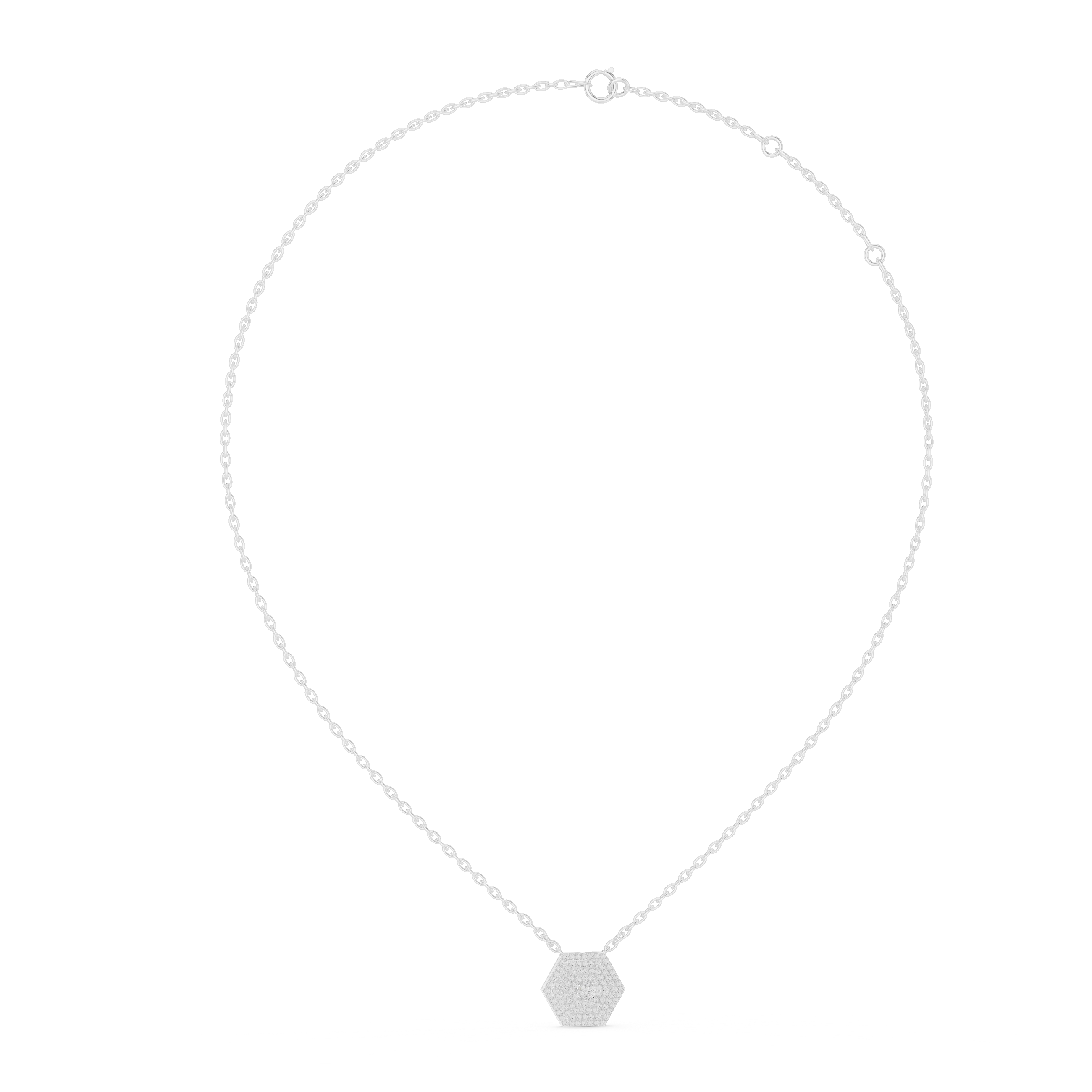 MJP04 - Geometric Hexagon Pave Cluster Pendant