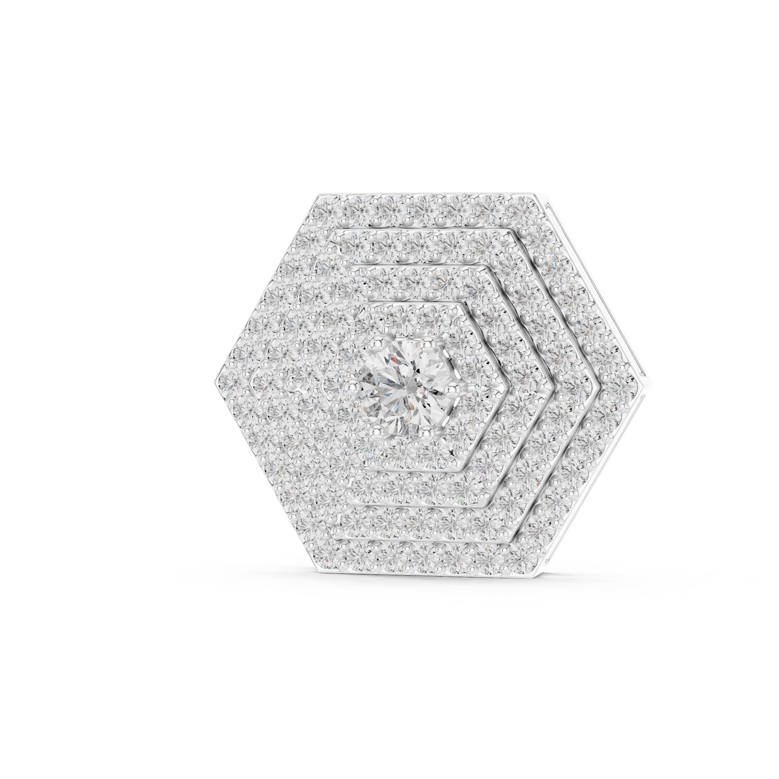 MJP04 - Geometric Hexagon Pave Cluster Pendant