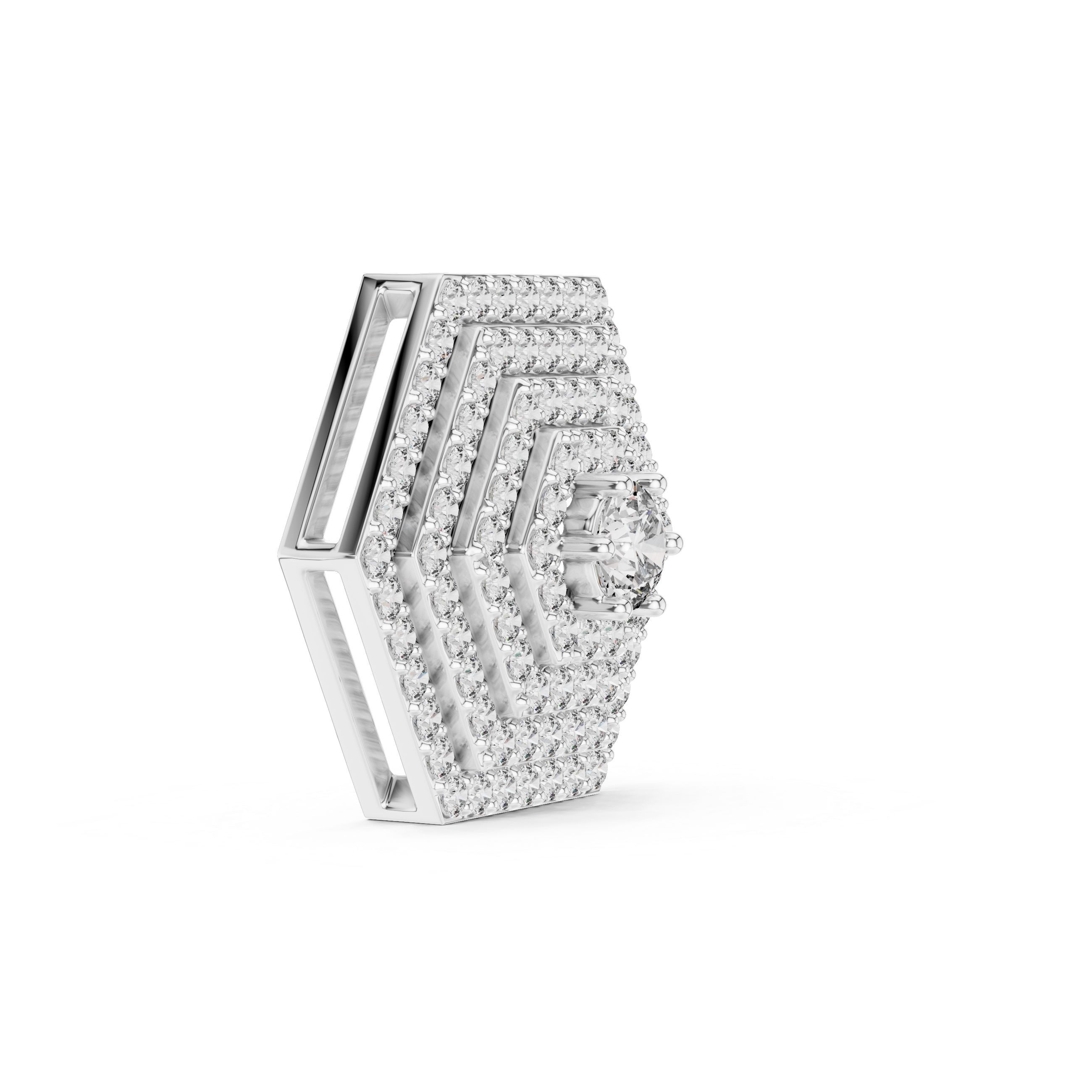 MJP04 - Geometric Hexagon Pave Cluster Pendant