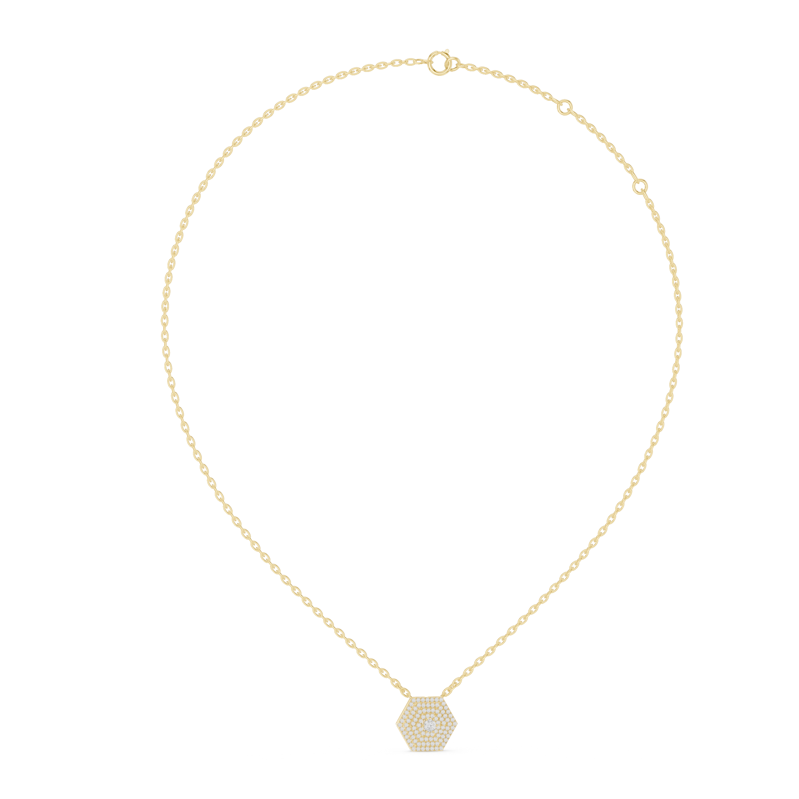 MJP04 - Geometric Hexagon Pave Cluster Pendant