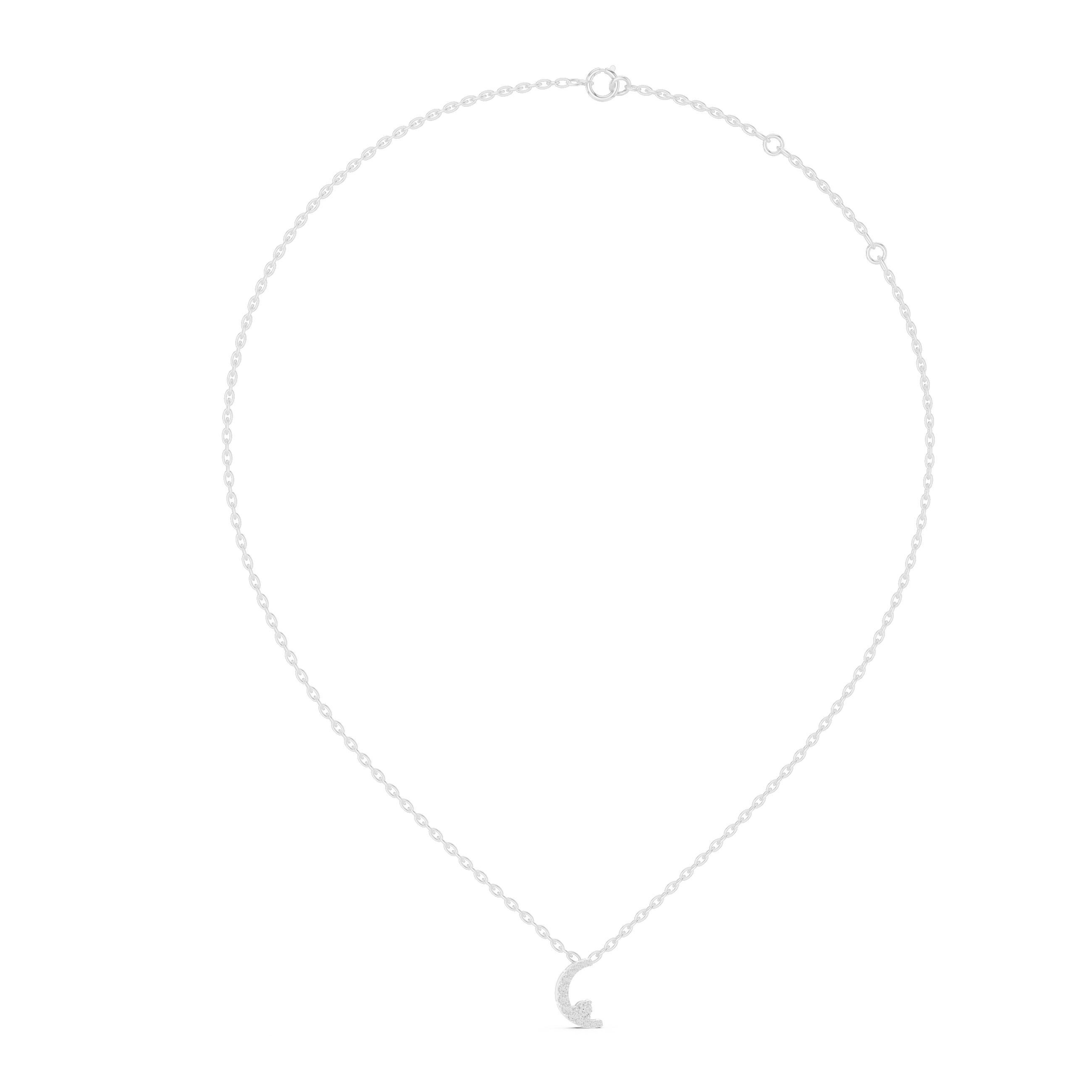 MJP05 - Crescent Moon Pave Pendant with Solitaire Accent
