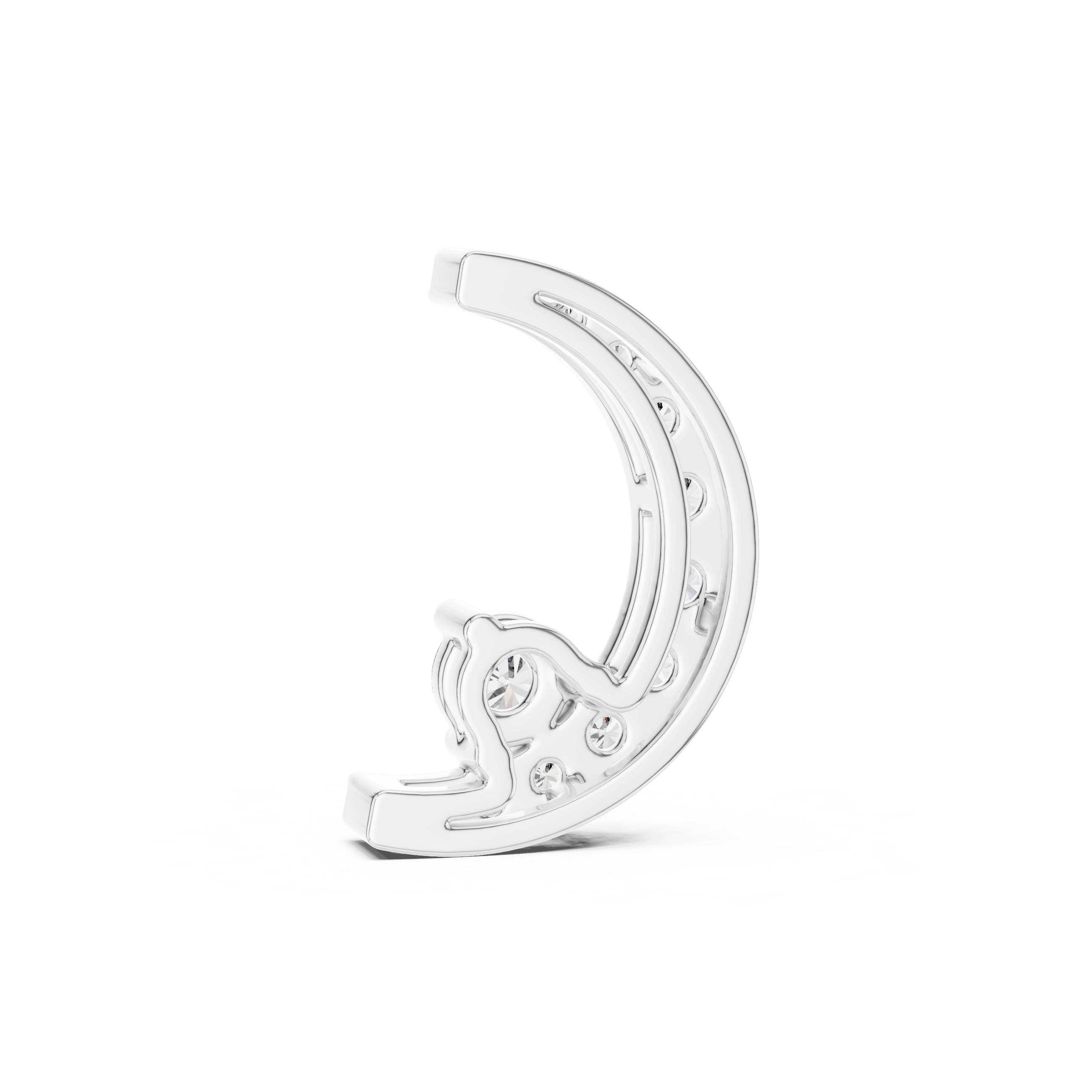 MJP05 - Crescent Moon Pave Pendant with Solitaire Accent