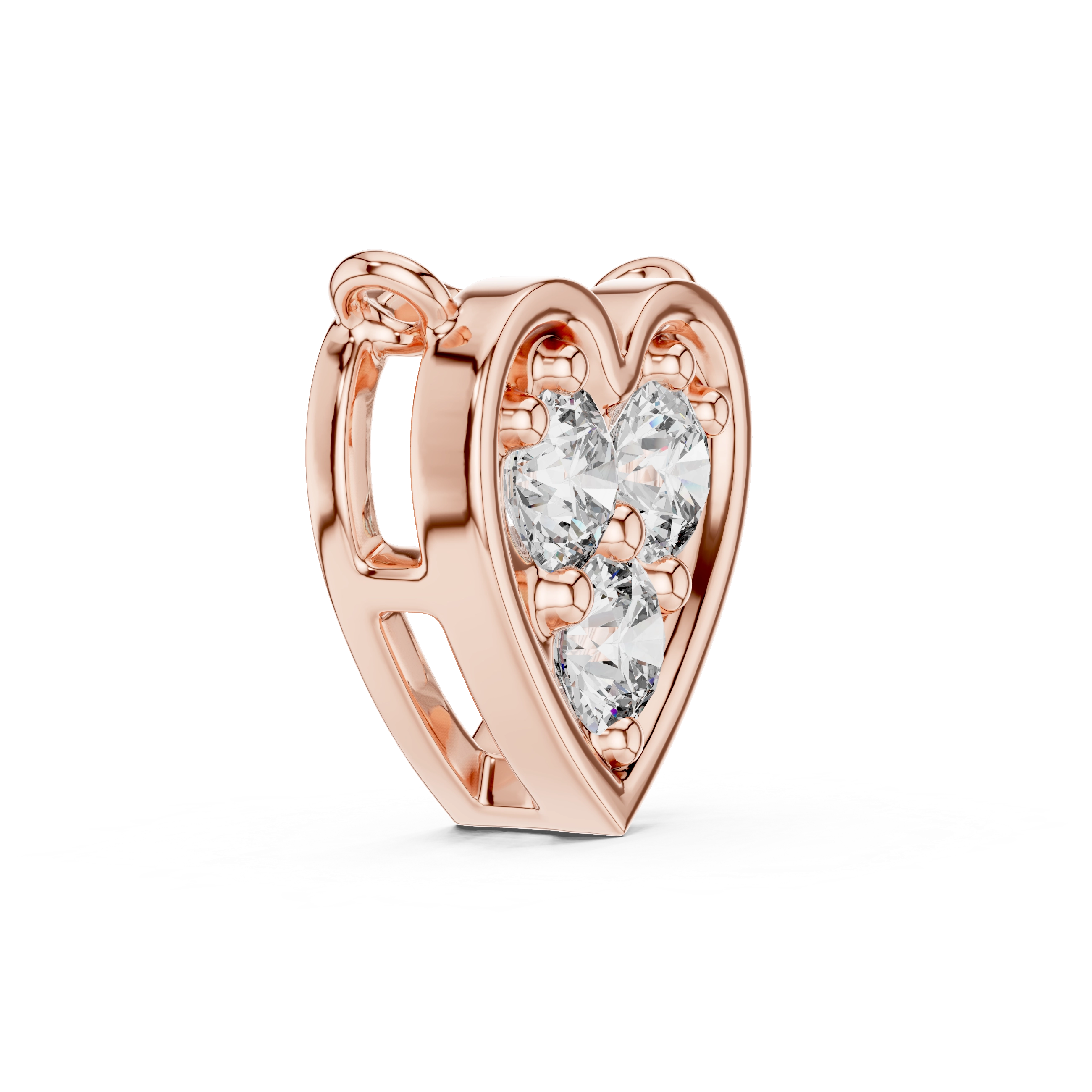MJP06 - Heart-Shaped Trio Cluster Bezel Pendant
