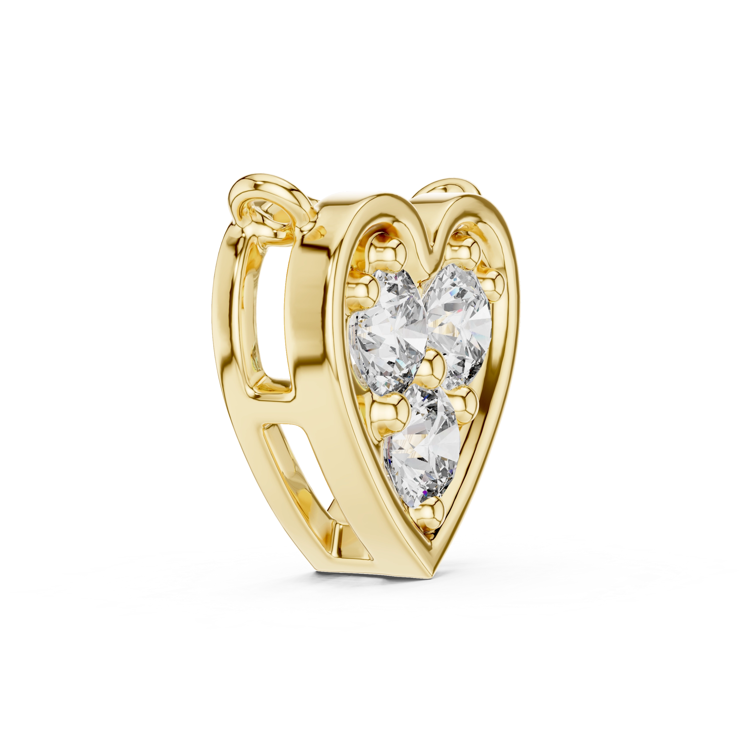 MJP06 - Heart-Shaped Trio Cluster Bezel Pendant