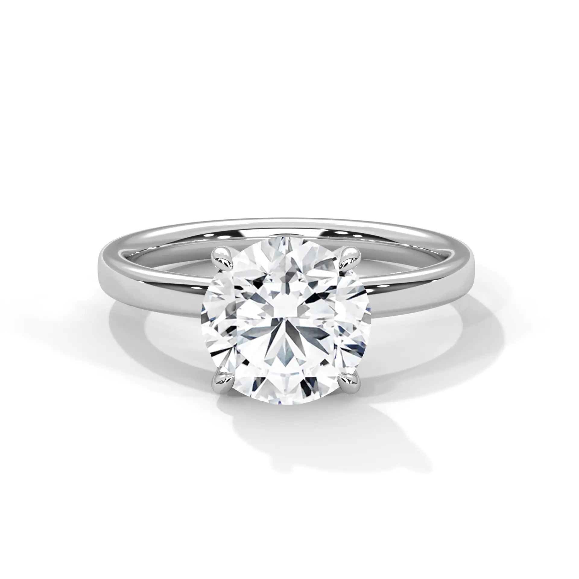 MJBS33 - Minimalist Four-Prong Round Cut Wedding Ring