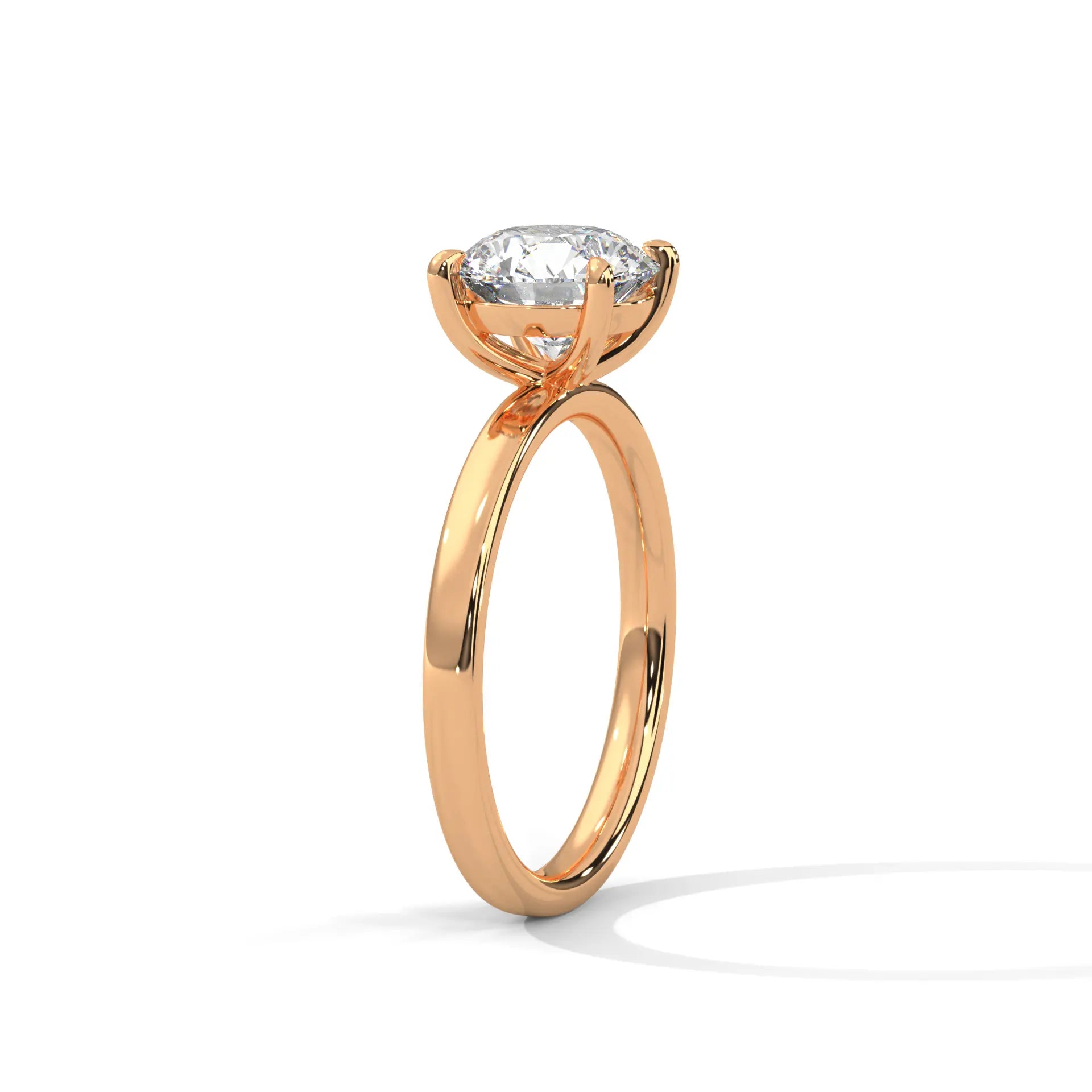 MJBS34 - Round Brilliant Solitaire Engagement Ring with Polished Band