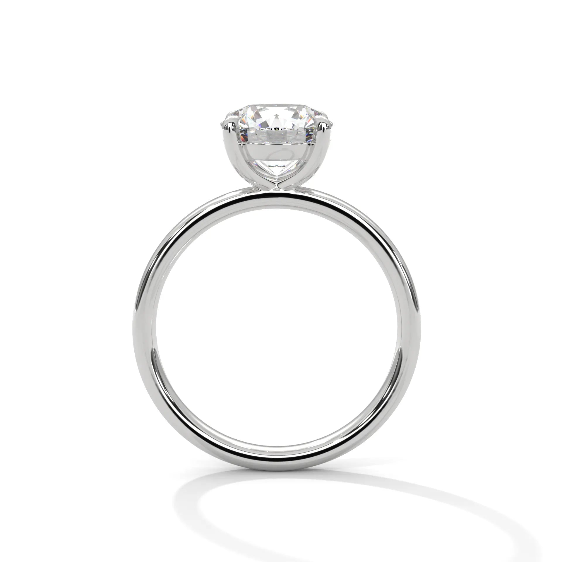 MJBS34 - Round Brilliant Solitaire Engagement Ring with Polished Band