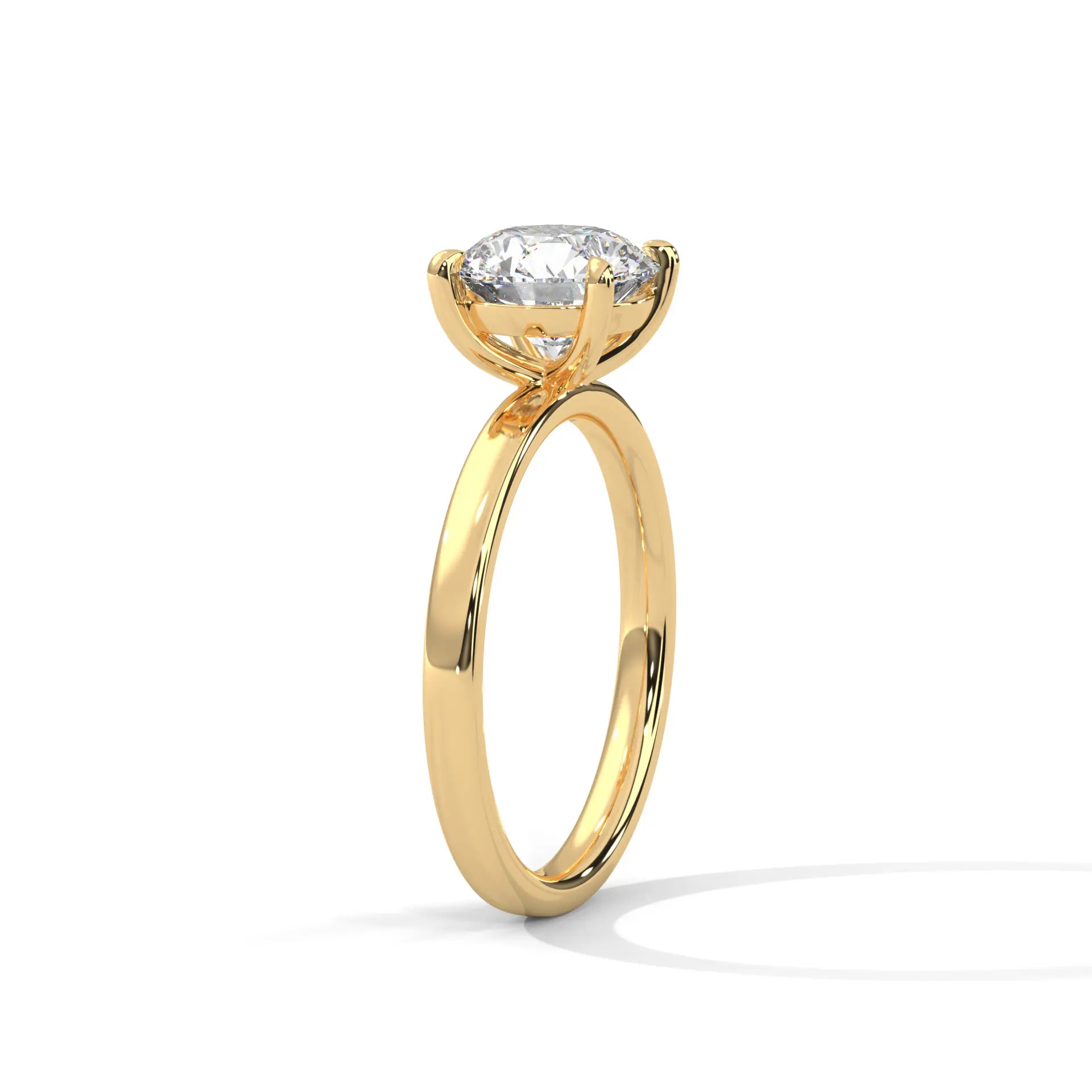 MJBS34 - Round Brilliant Solitaire Engagement Ring with Polished Band