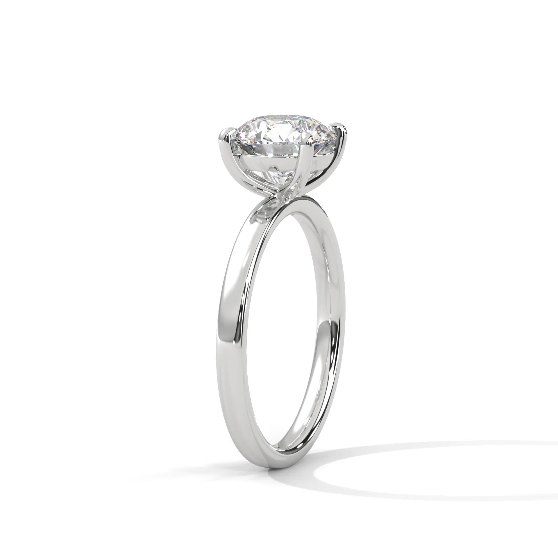 MJBS34 - Round Brilliant Solitaire Engagement Ring with Polished Band