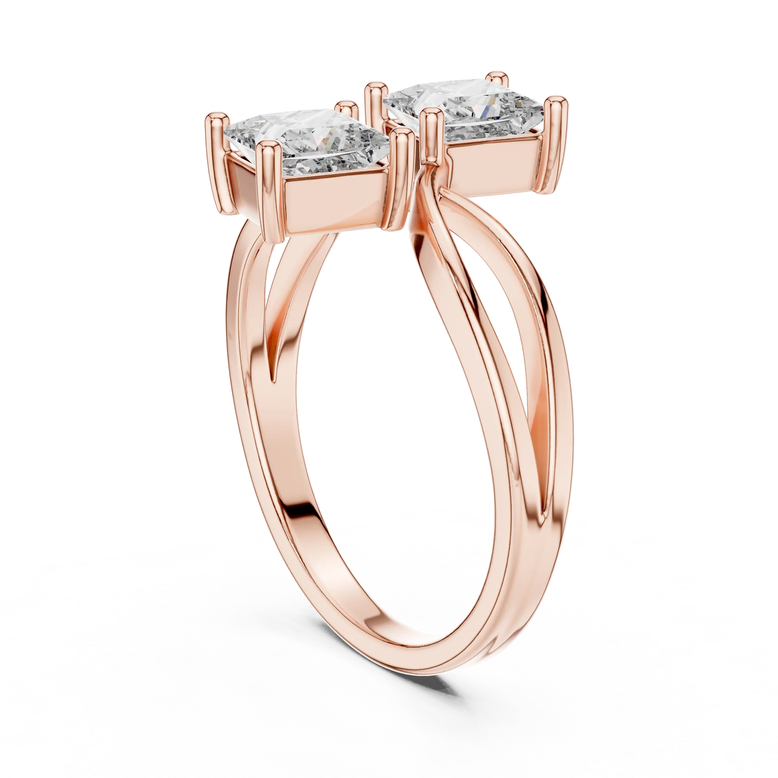 MJR045 - Princess Cut Twin Stone Infinity Loop Statement Ring