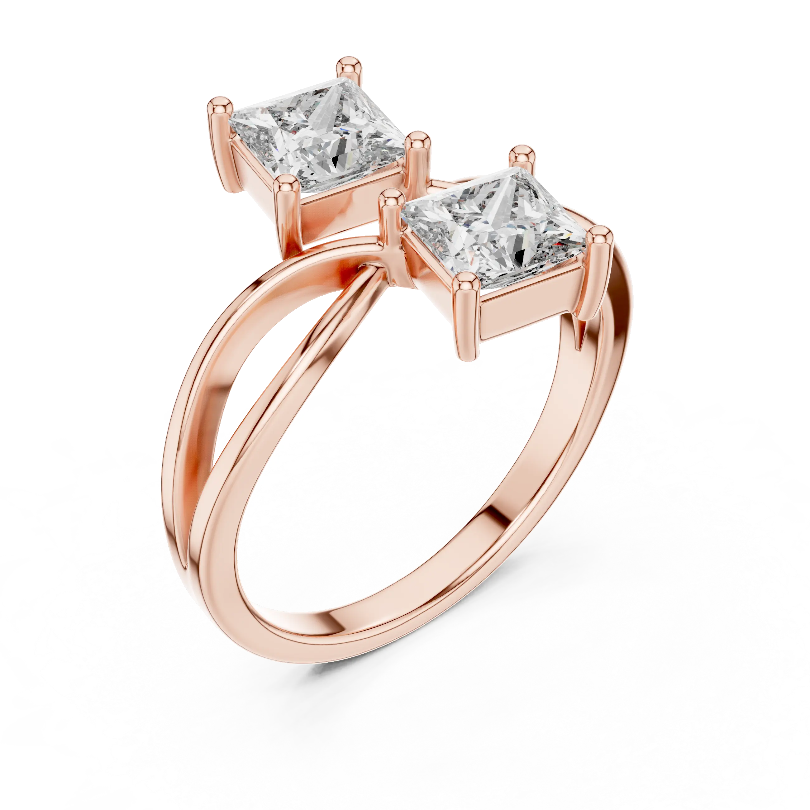 MJR045 - Princess Cut Twin Stone Infinity Loop Statement Ring