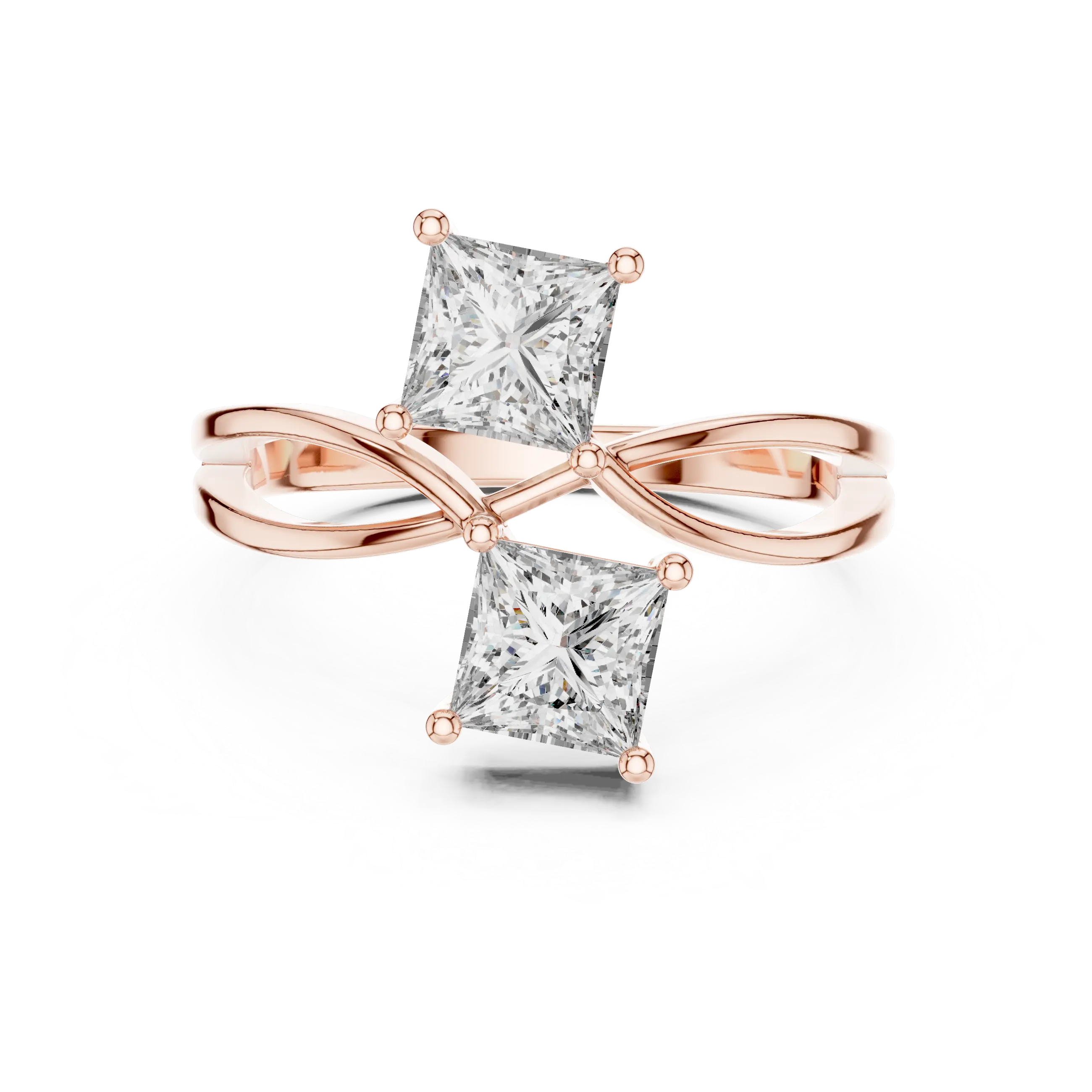 MJR045 - Princess Cut Twin Stone Infinity Loop Statement Ring