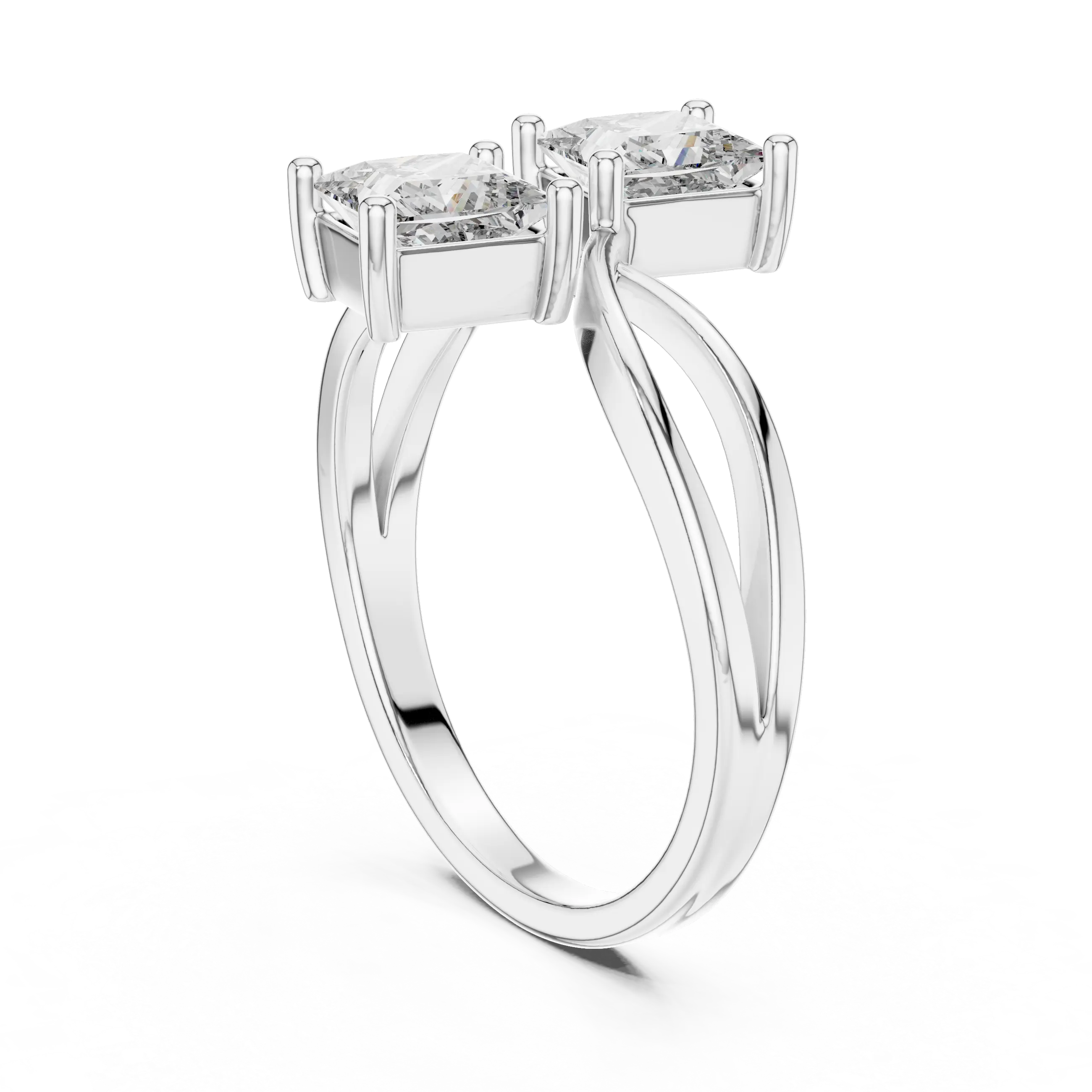 MJR045 - Princess Cut Twin Stone Infinity Loop Statement Ring