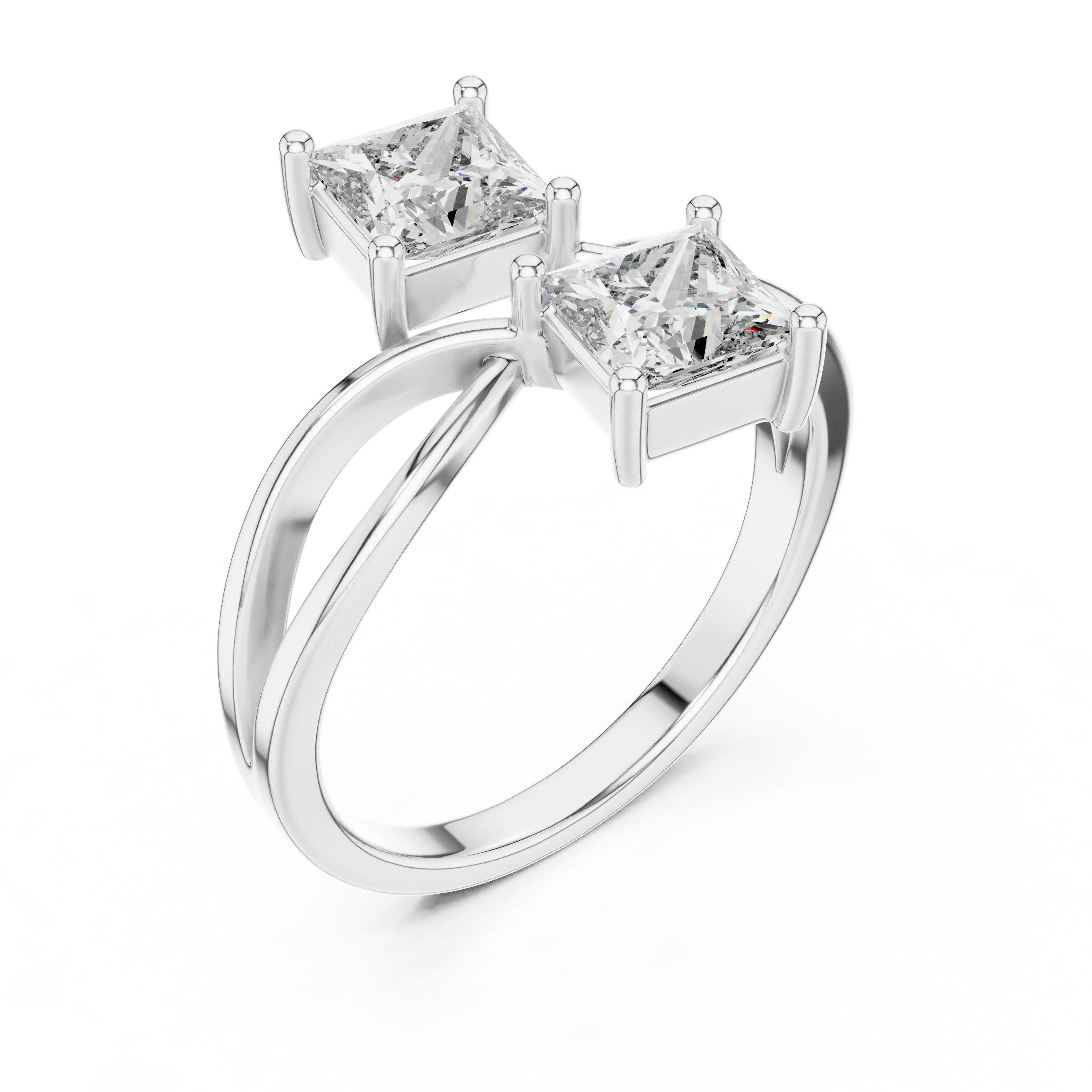 MJR045 - Princess Cut Twin Stone Infinity Loop Statement Ring