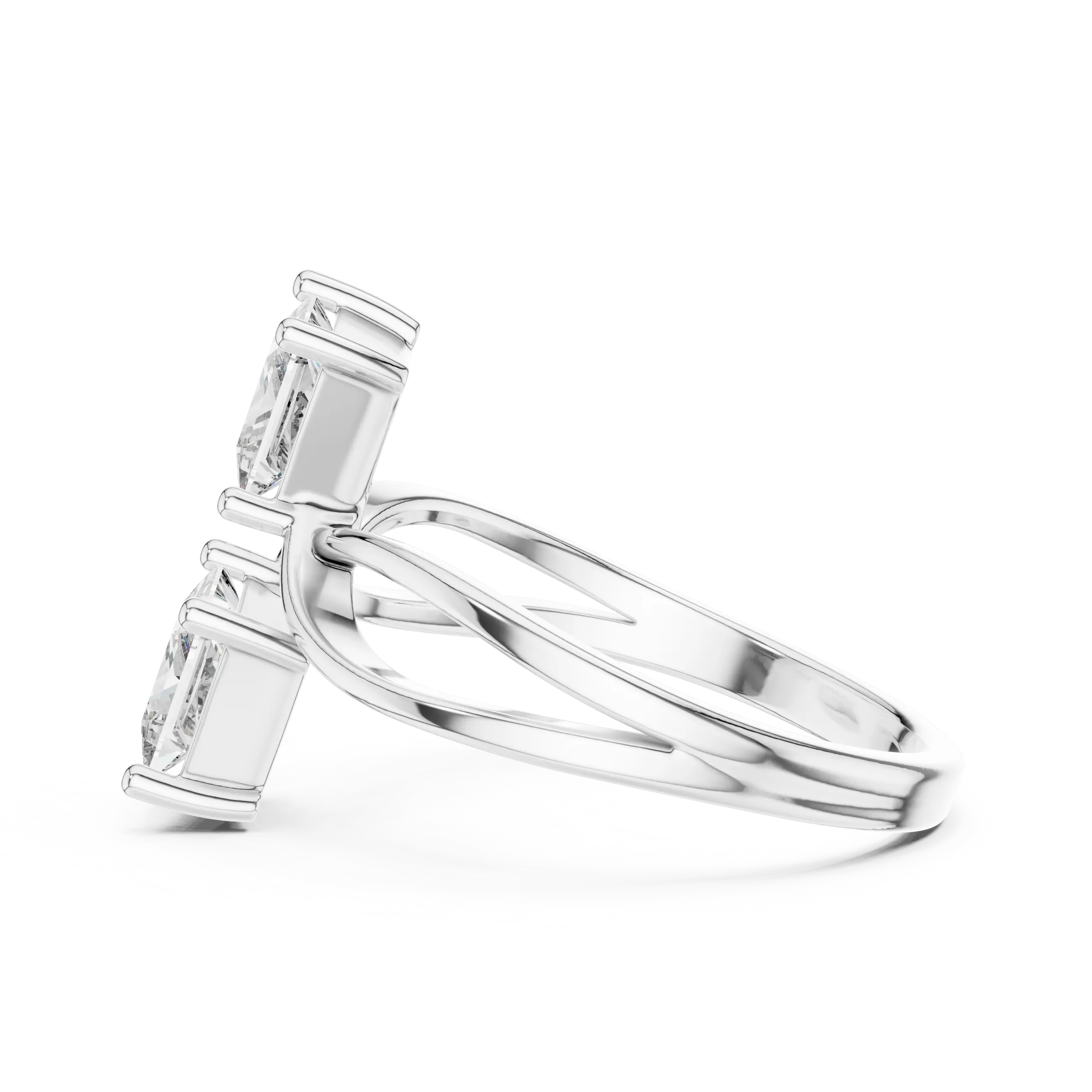 MJR045 - Princess Cut Twin Stone Infinity Loop Statement Ring