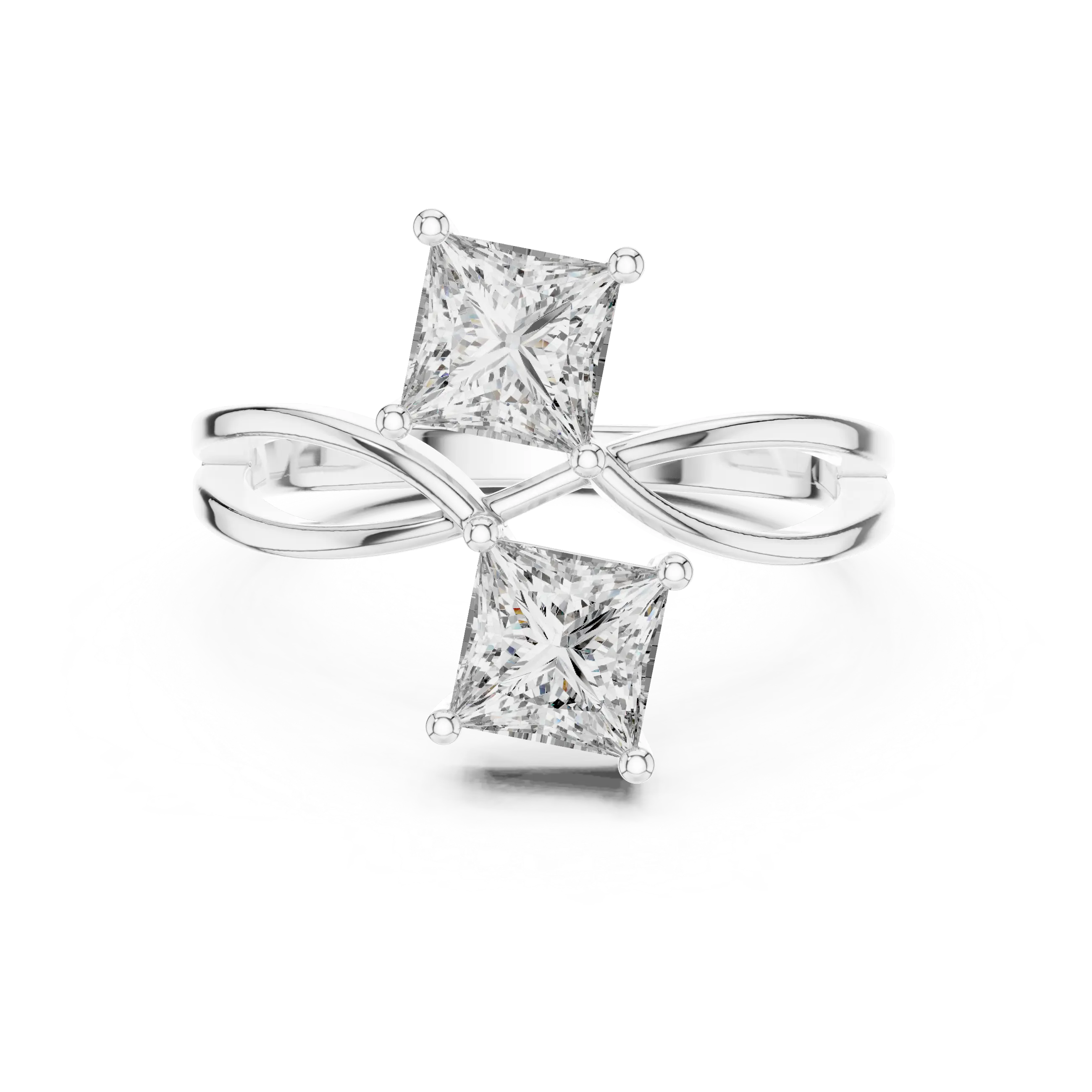 MJR045 - Princess Cut Twin Stone Infinity Loop Statement Ring