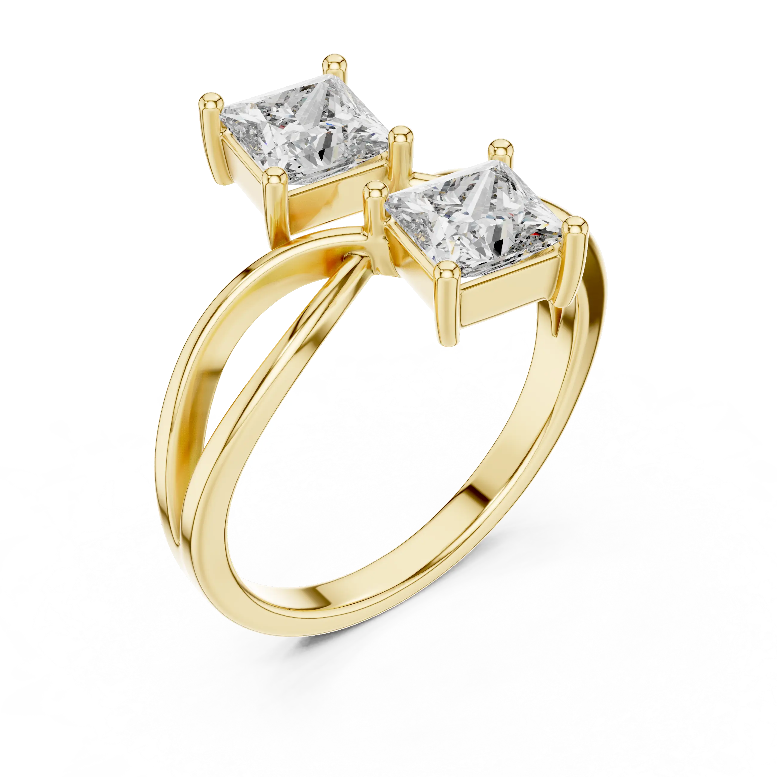 MJR045 - Princess Cut Twin Stone Infinity Loop Statement Ring