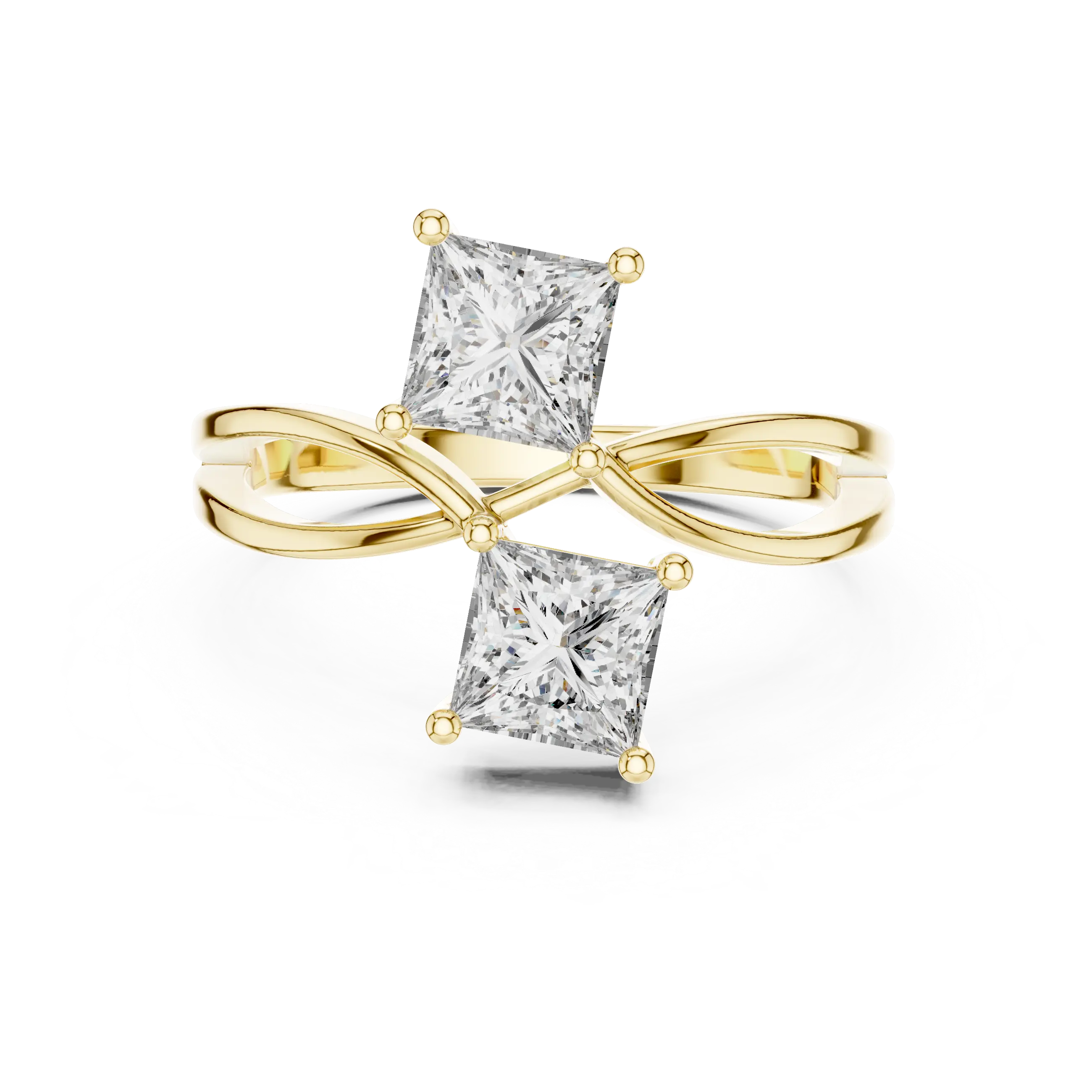 MJR045 - Princess Cut Twin Stone Infinity Loop Statement Ring