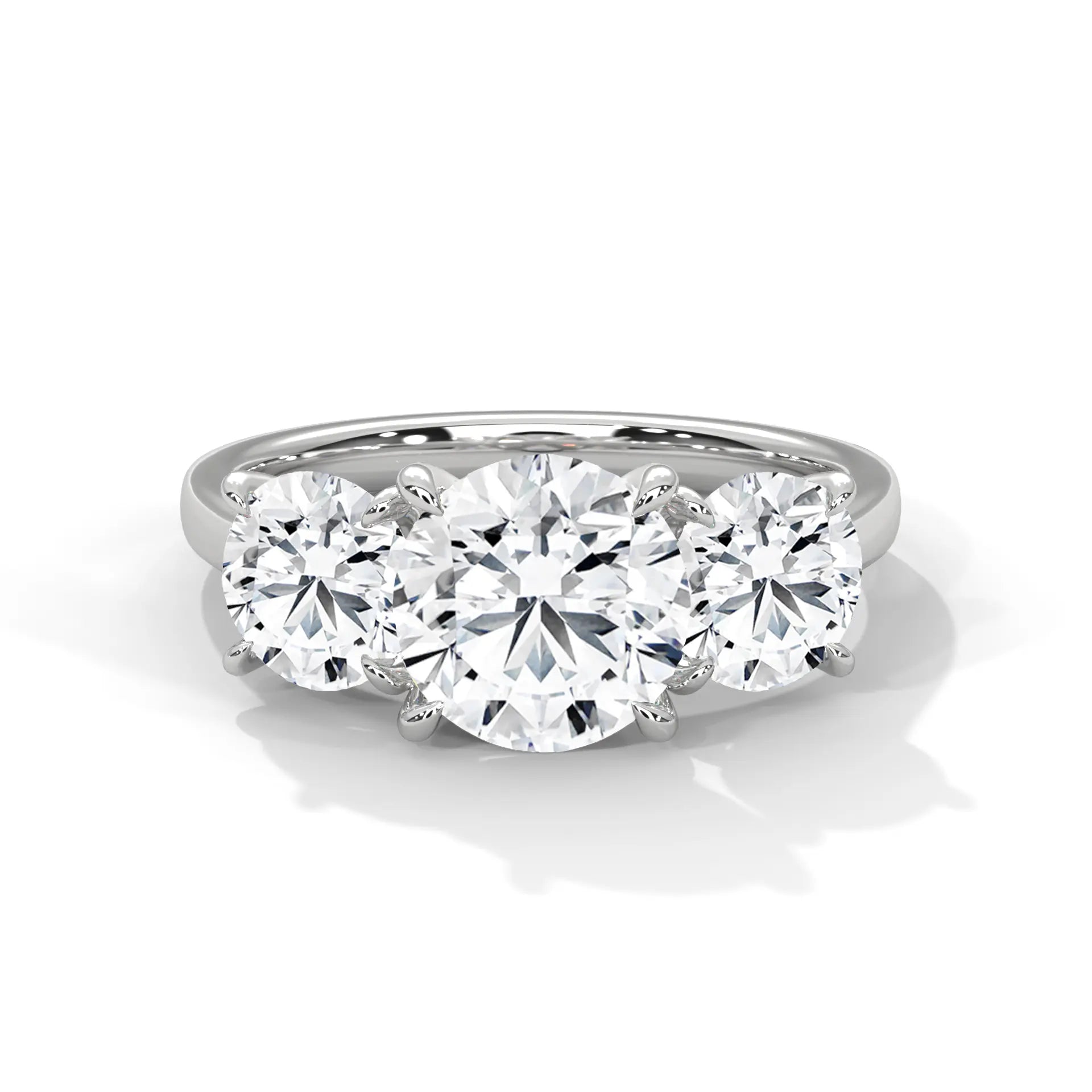 MJBS36 - Round Brilliant Trilogy Engagement Ring with Polished Band