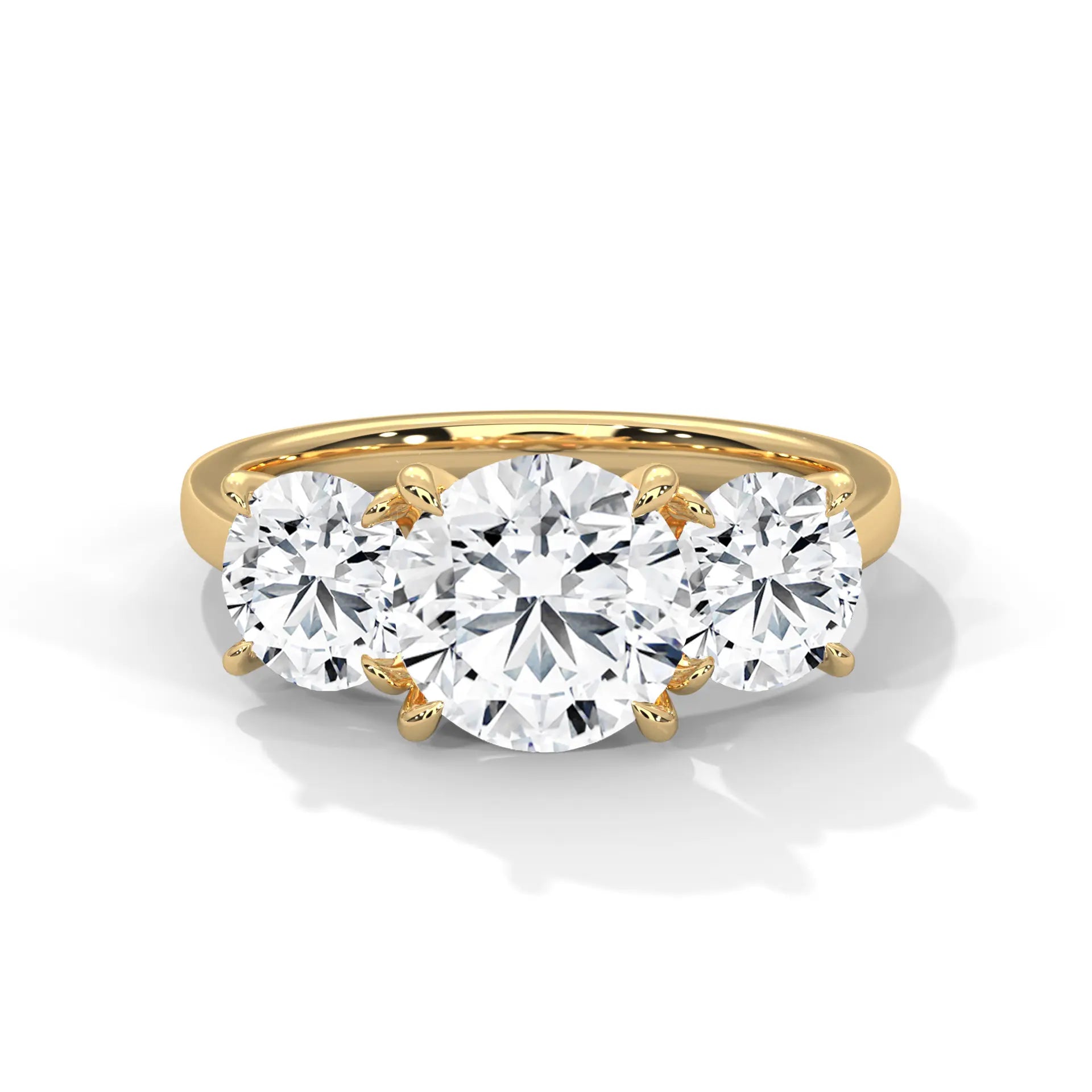MJBS36 - Round Brilliant Trilogy Engagement Ring with Polished Band