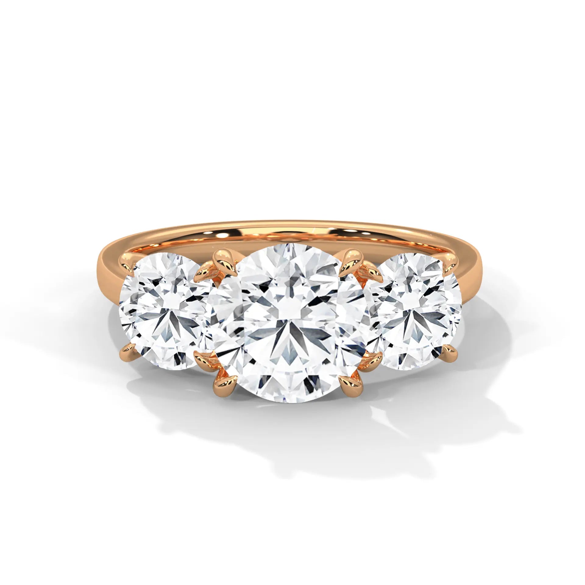 MJBS36 - Round Brilliant Trilogy Engagement Ring with Polished Band